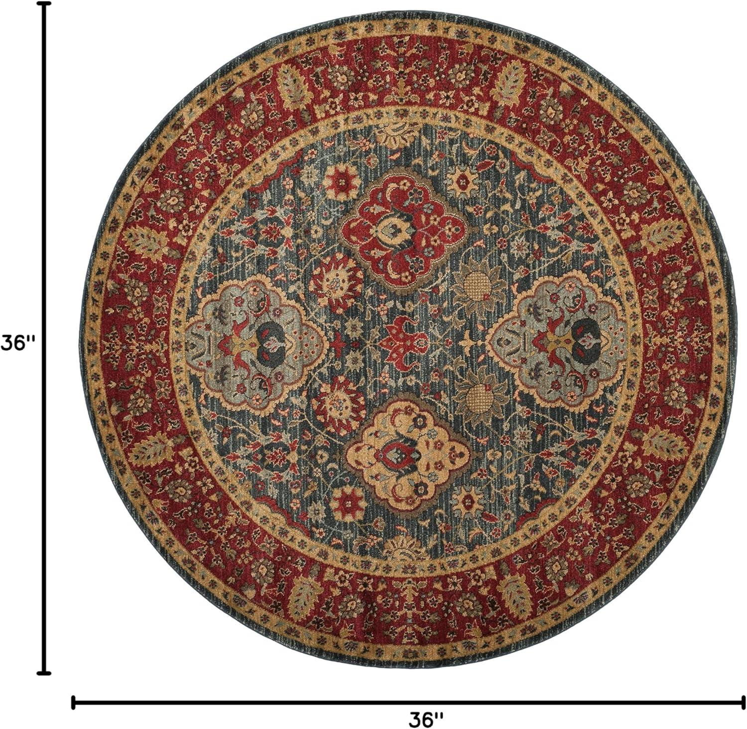 Mahal MAH655 Power Loomed Area Rug - Navy/Red - 3' round - Safavieh.