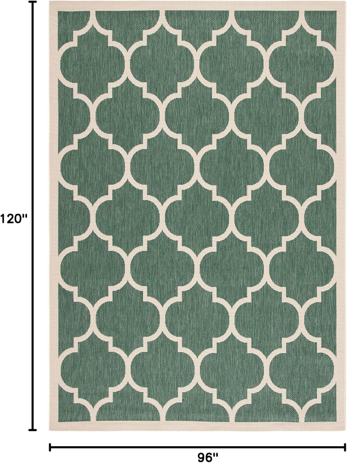 Easy-Care Dark Green & Beige Synthetic Outdoor Rug 8' x 10'