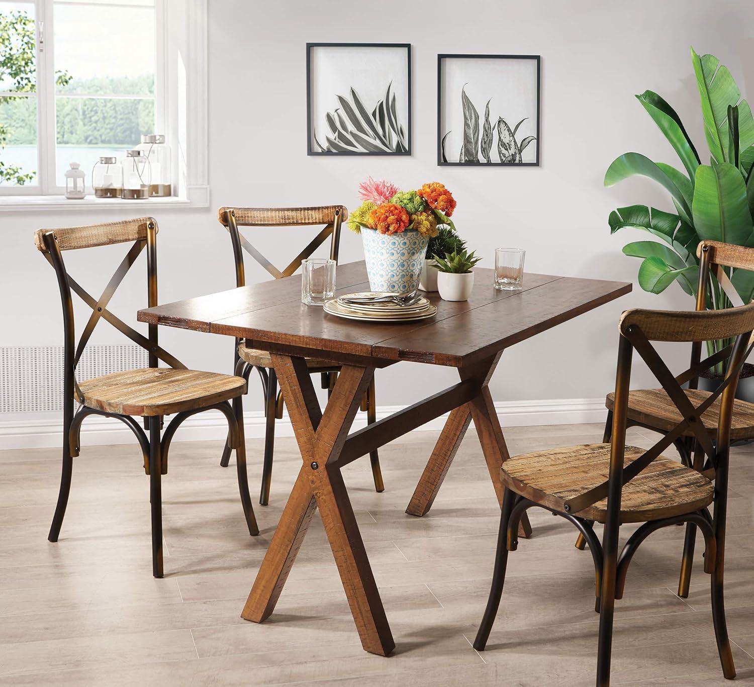 OSP Home Furnishings McKayla Flip Top Table in Distressed Brown Finish