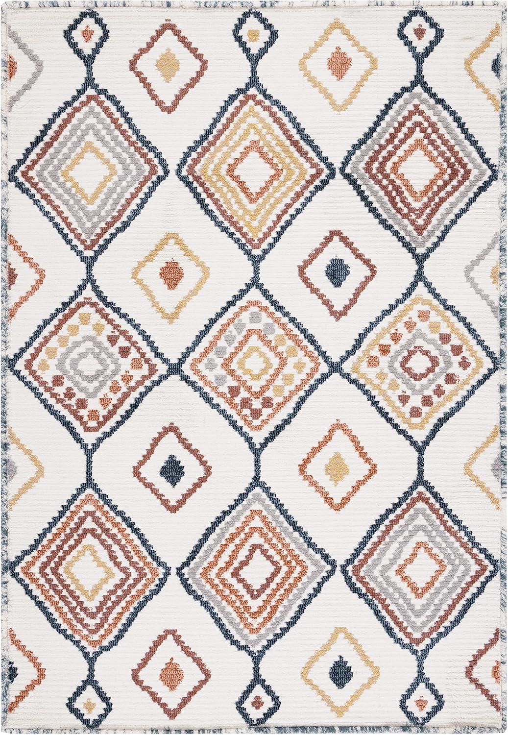 SAFAVIEH Marrakesh Augustin Southwestern Polyester Area Rug, Ivory/Multi, 9' x 12'