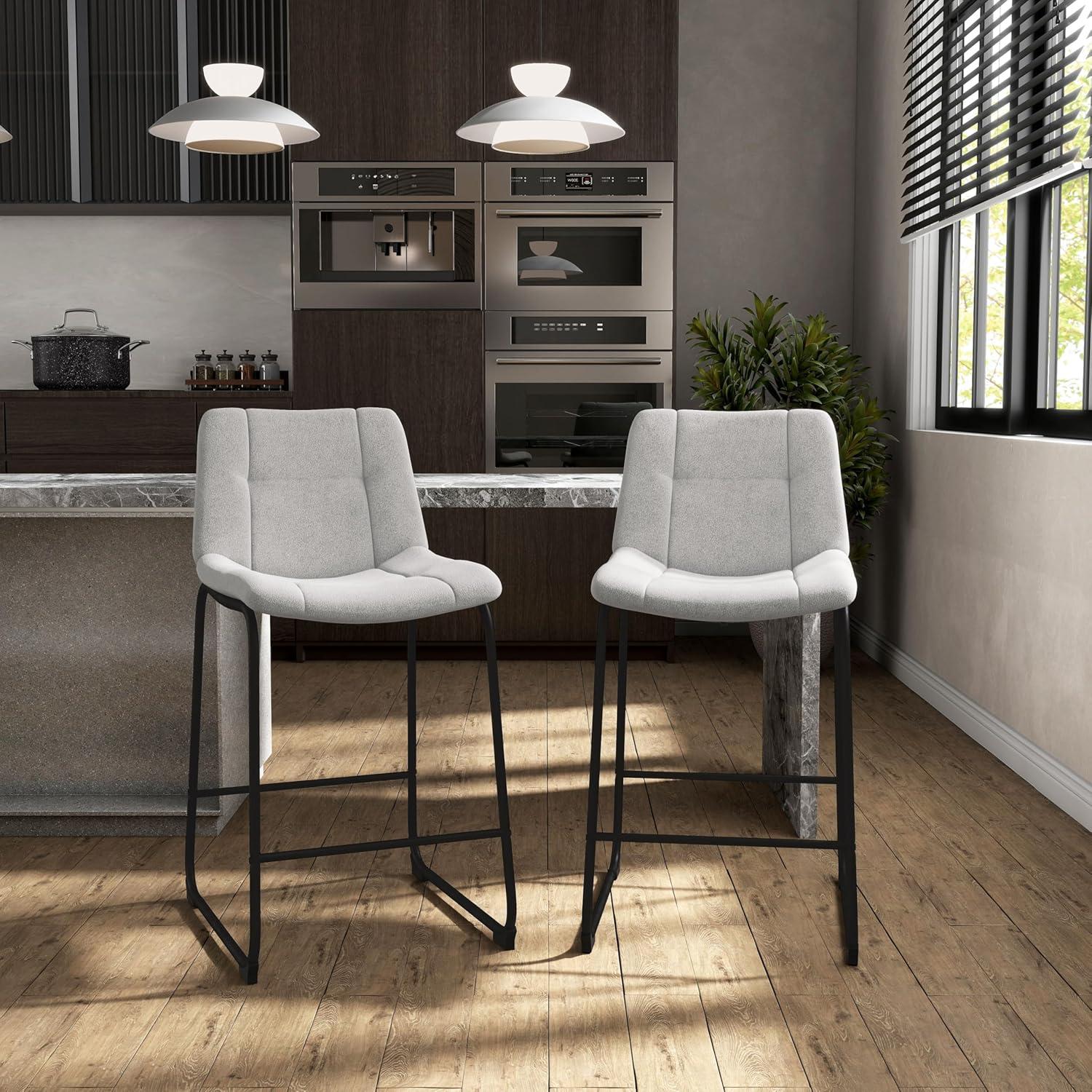 Furniture of America Perri Modern Chenille Counter Height Dining Chairs, Gray (Set of 2)