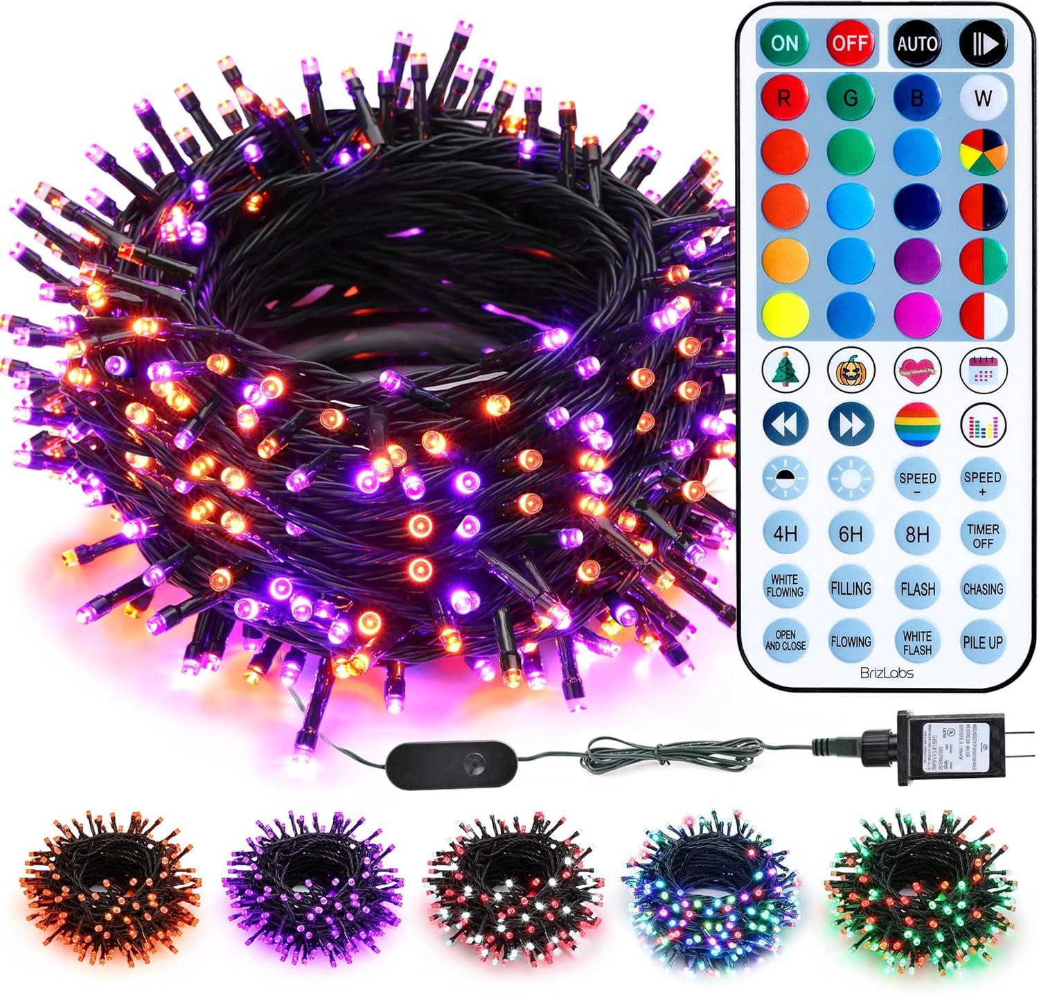 Brizlabs Rgb Xmas Tree Light, 33Ft 100 Led Color Changing Christmas Lights Unique Dual Color Usb Powered String Lights With Remote, Indoor Outdoor Twinkle Lights For Room Christmas Party Wedding Decor