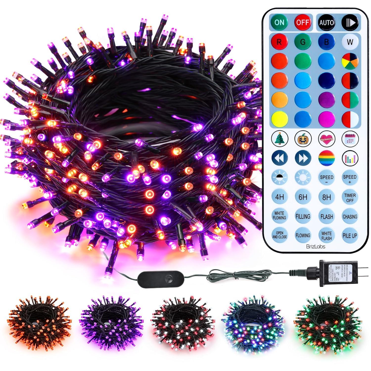 Brizlabs Rgb Xmas Tree Light, 33Ft 100 Led Color Changing Christmas Lights Unique Dual Color Usb Powered String Lights With Remote, Indoor Outdoor Twinkle Lights For Room Christmas Party Wedding Decor
