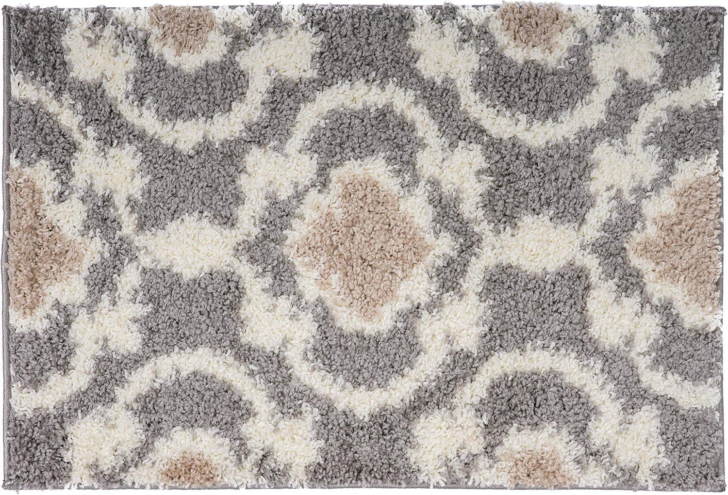 World Rug Gallery Cozy Moroccan Trellis Shag Area Rug - Gray 2' x 3'