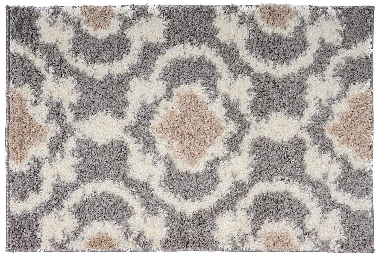 World Rug Gallery Cozy Moroccan Trellis Shag Area Rug - Gray 2' x 3'