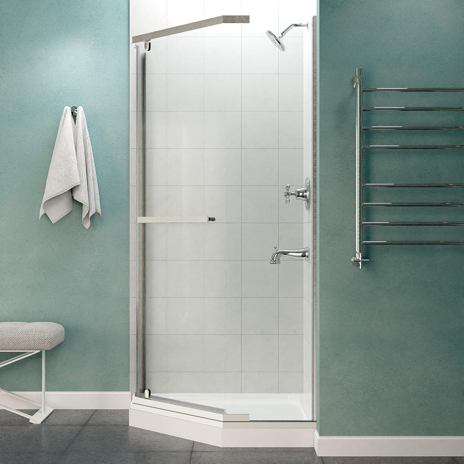 Castle Series 49" W x 72" H Hinged Semi-Frameless Shower Door with Tsunami Guard