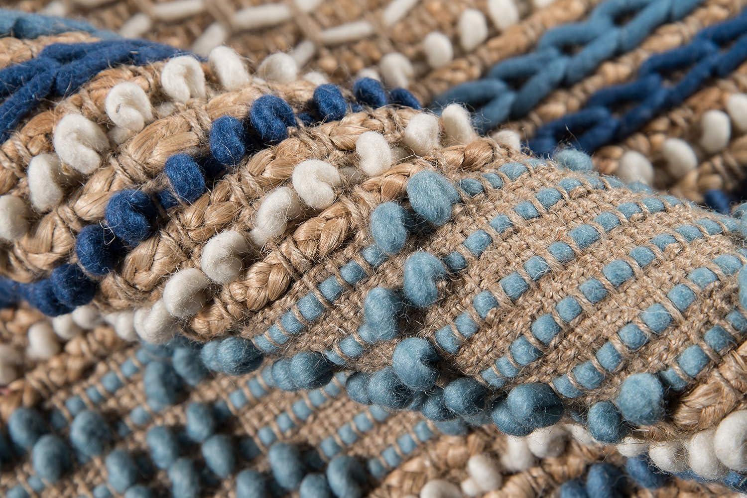 Alberta Geometric Handmade Flatweave Beige/Blue Area Rug