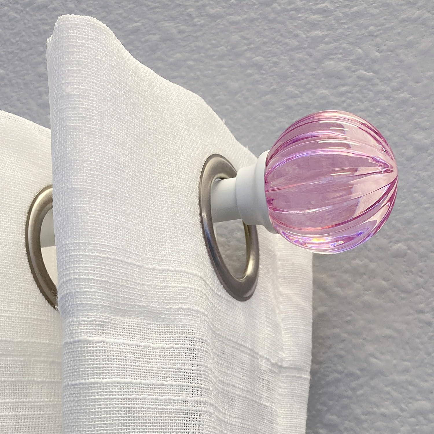 Decopolitan 48-in to 86-in Pink Steel Single curtain rod with Finials