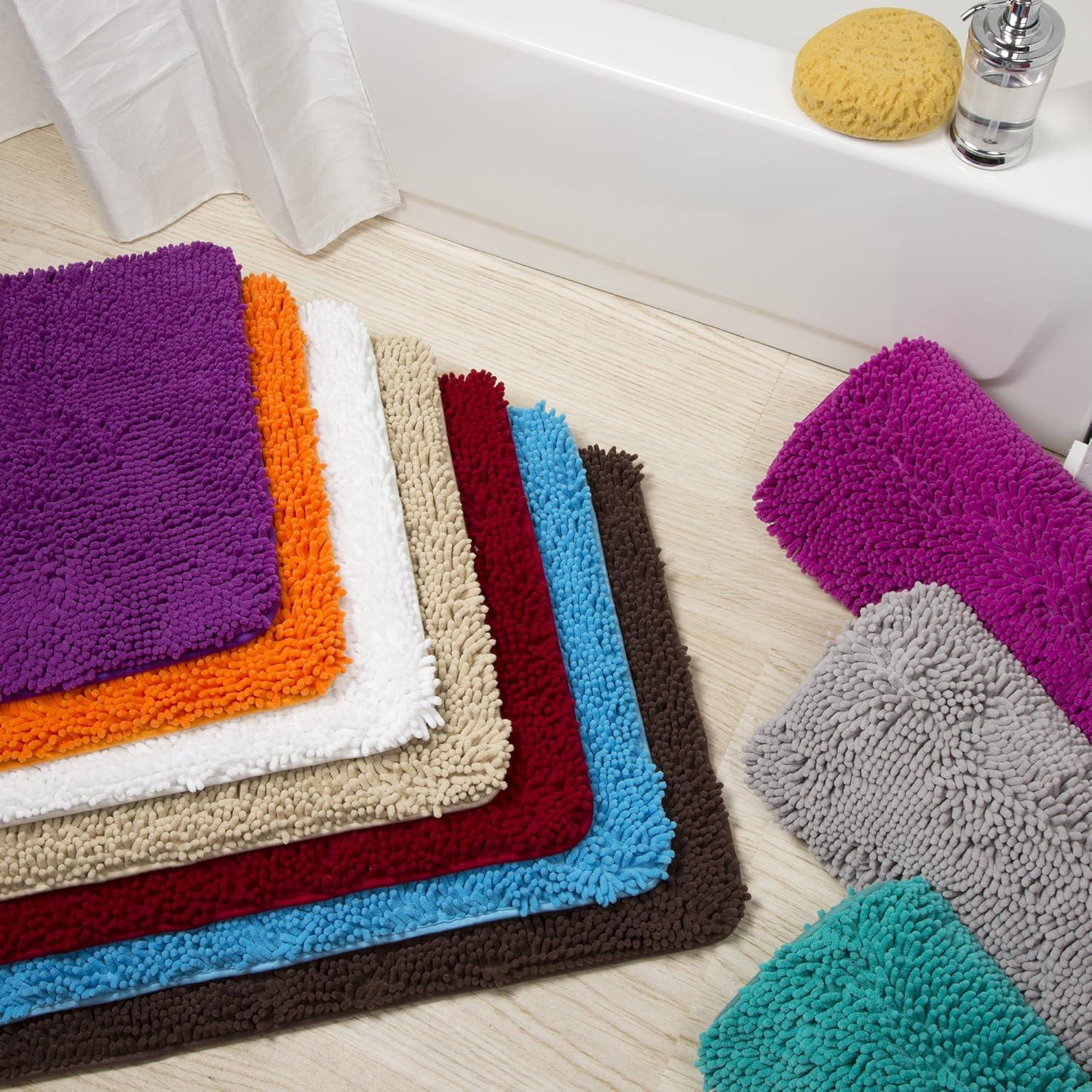 2-Piece Memory Foam Bathroom Set with Chenille Shag Top and Non-Slip Base by Lavish Home