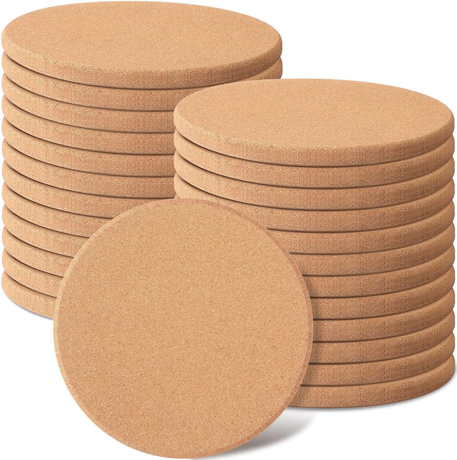 Panitay 24 Pc Cork Trivet - 8 Inch Thick Cork Coasters for Hot Dishes & Pots; Heat Resistant