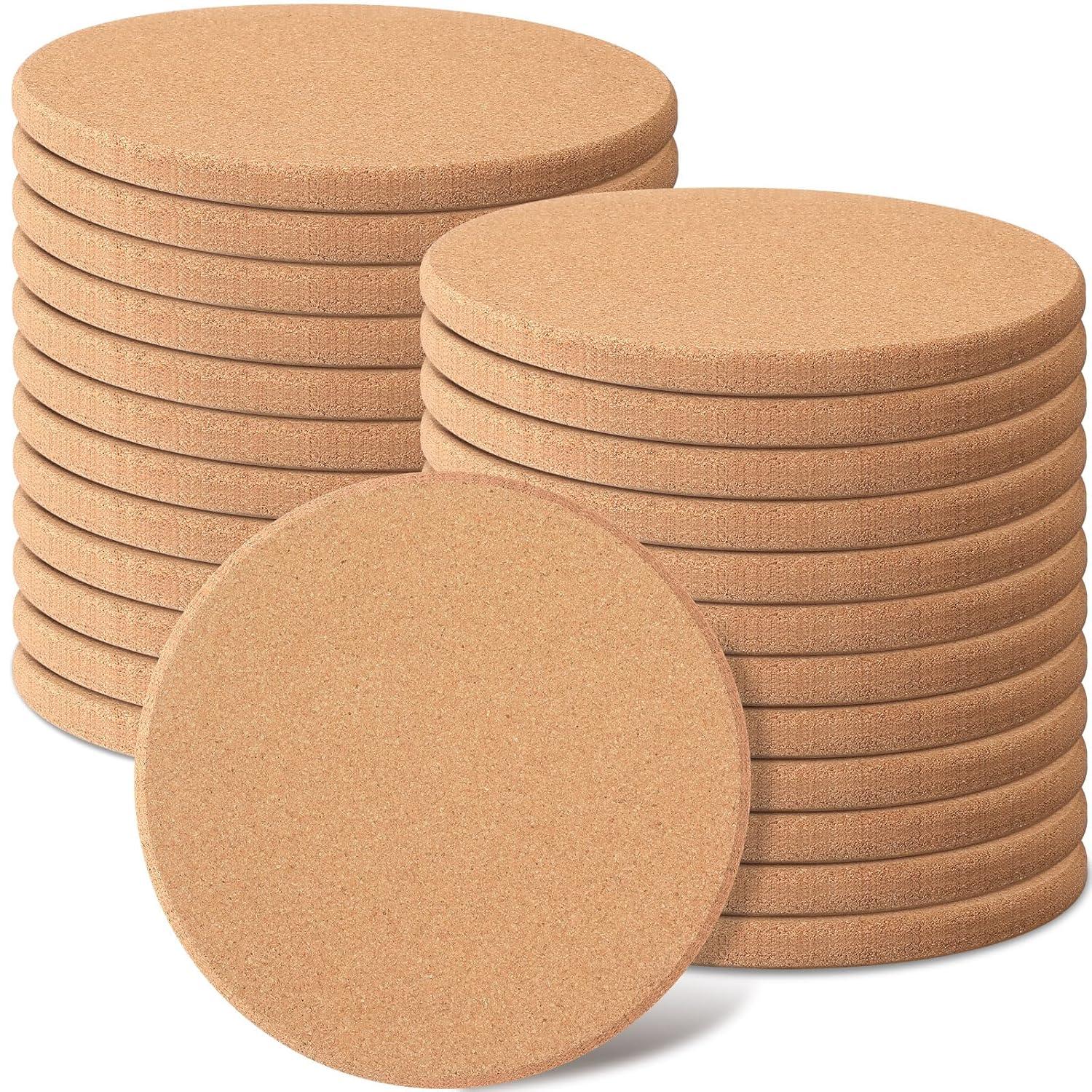Panitay 24 Pc Cork Trivet - 8 Inch Thick Cork Coasters for Hot Dishes & Pots; Heat Resistant