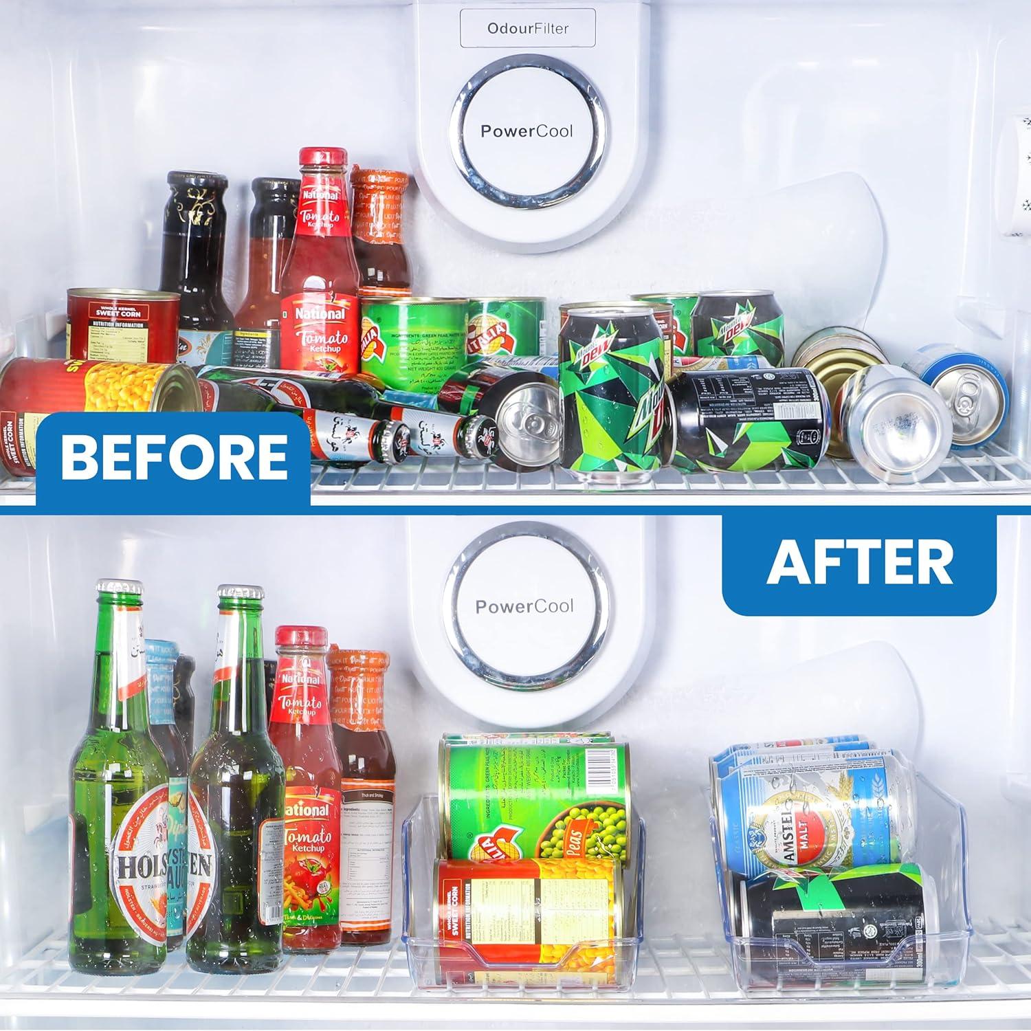 Can Organizer For Pantry (Pack of 2) - Soda Can Storage Organizer Pantry, Fridge & Freezer Organization - Holds Food & Soup Can (Clear)