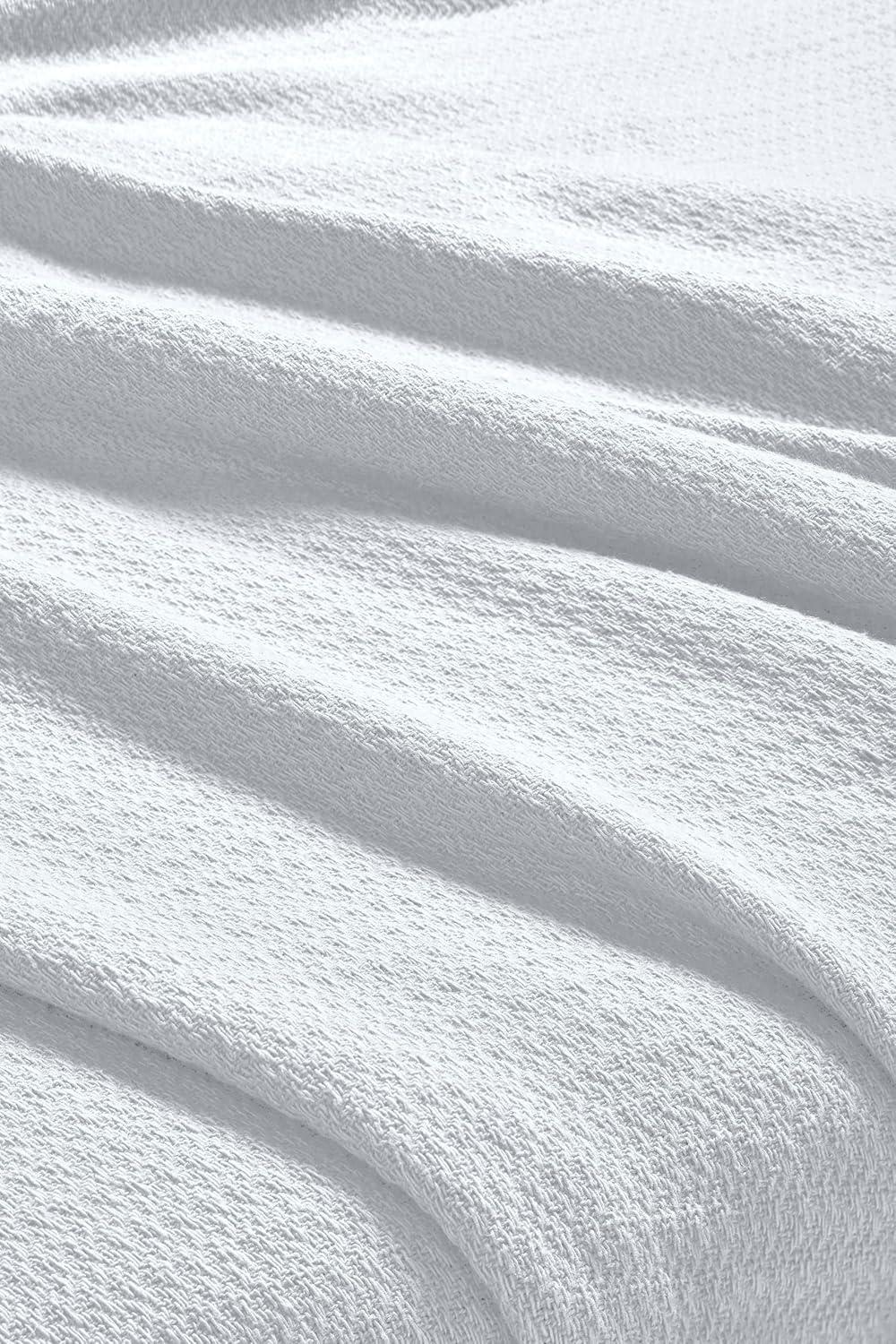 Superior Waffle Weave Knit Cotton Blanket, King, White