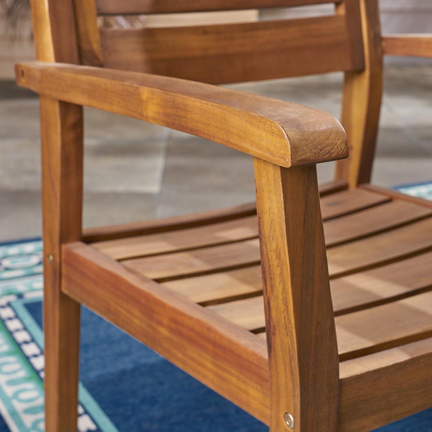 GDF Studio Cassell Outdoor 3 Piece Acacia Wood Bistro Set, Teak
