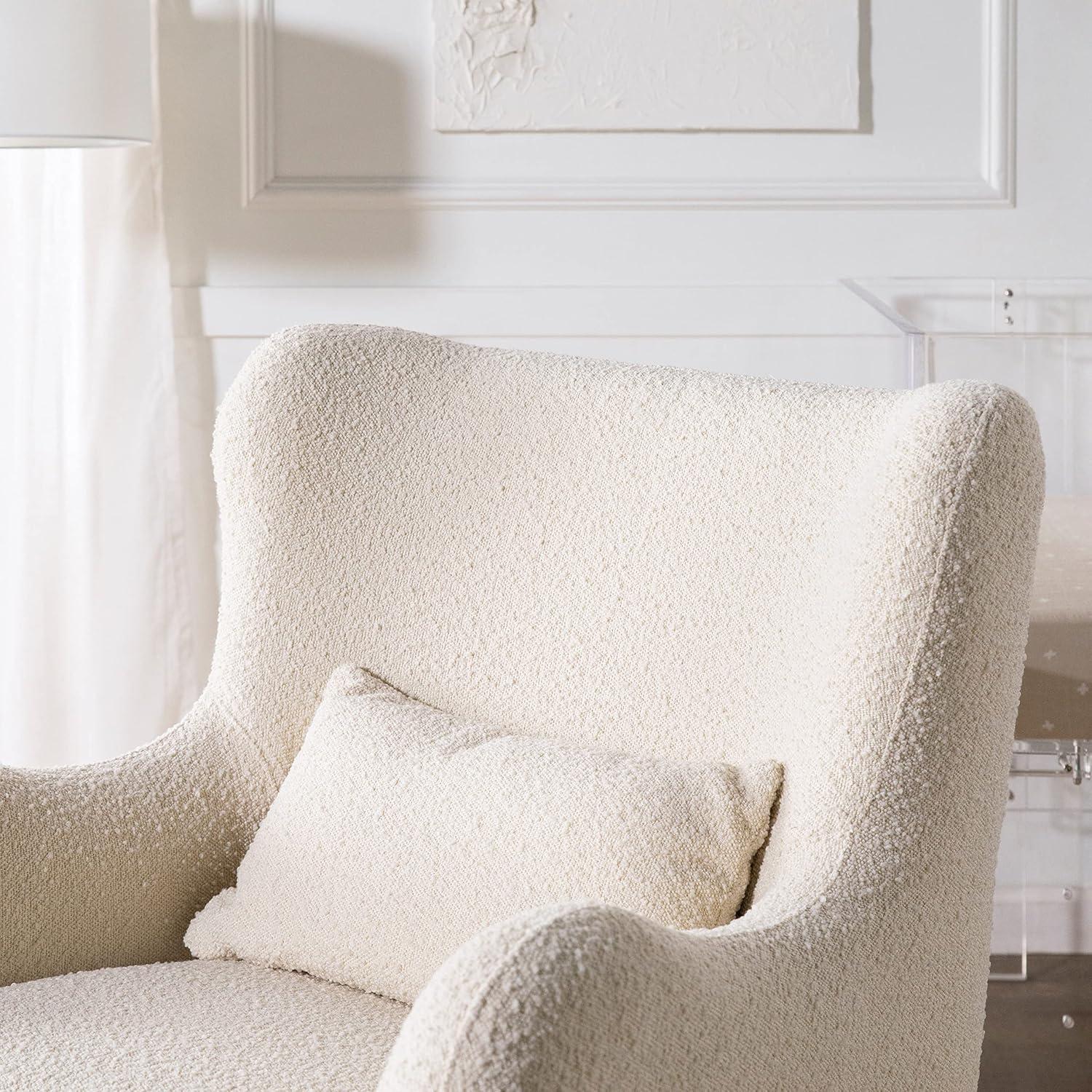 Babyletto x Nursery Works Solstice Ivory Boucle Nursery Glider Chair with Ivory Wood Base