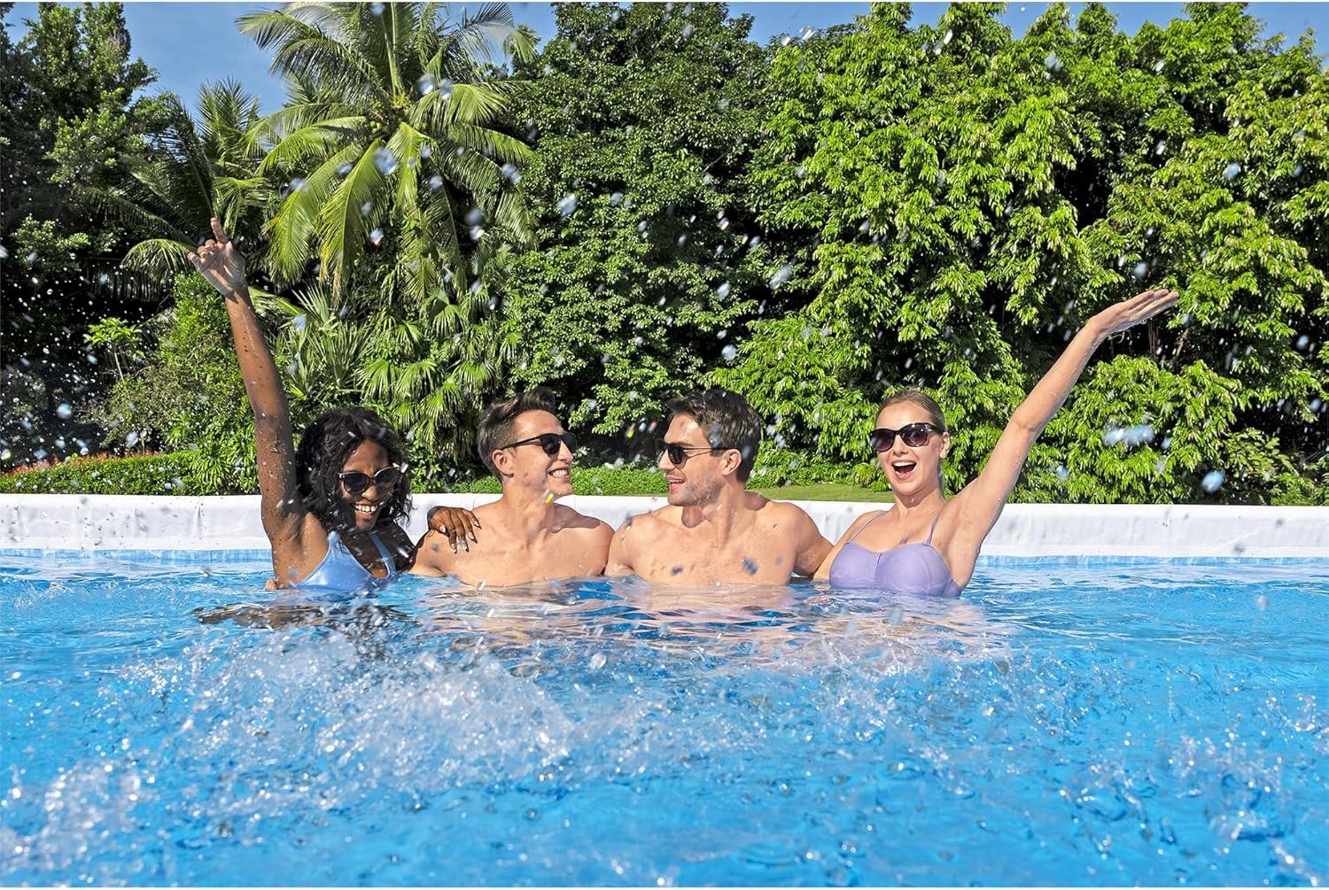 Bestway 24-ft x 12-ft x 52-in Metal frame Rectangle Above-Ground Pool with Filter Pump with Pool Cover with Ladder