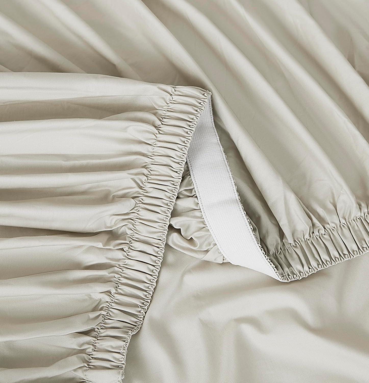Linen Closet Luxury Cotton 400 Thread Count Ultimate Cotton Percale 4-Piece Sheet Set, Queen, Tan