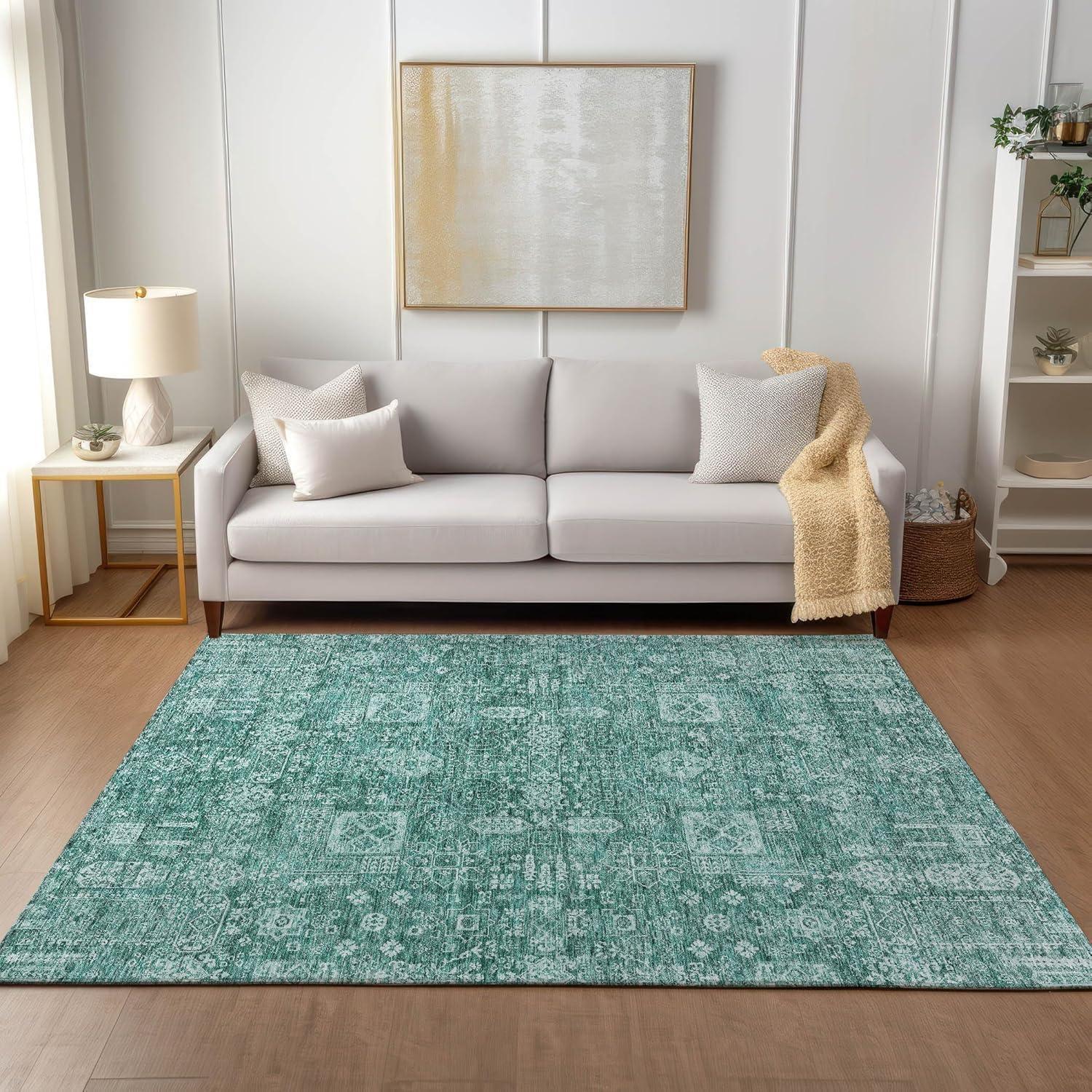 Addison Rugs Machine Washable Indoor/ Outdoor Chantille Traditional Vintage Rug Teal - 2'6" x 3'10"