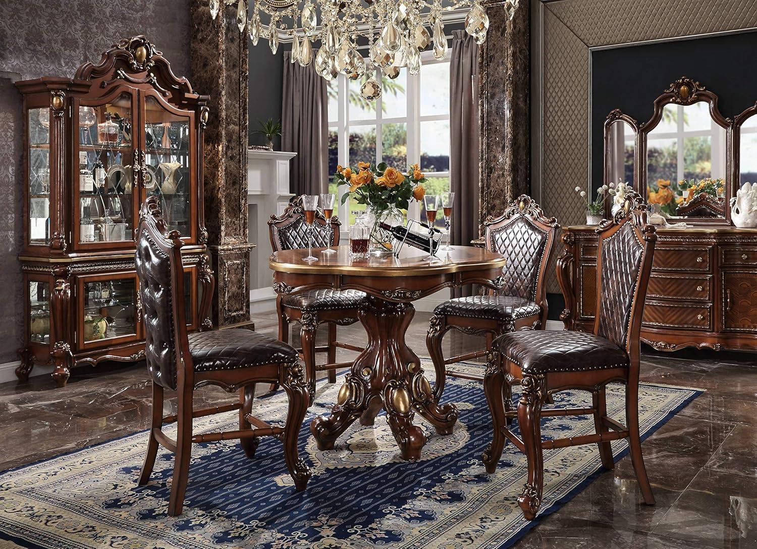 Elegant Round Reclaimed Wood Counter Height Dining Table