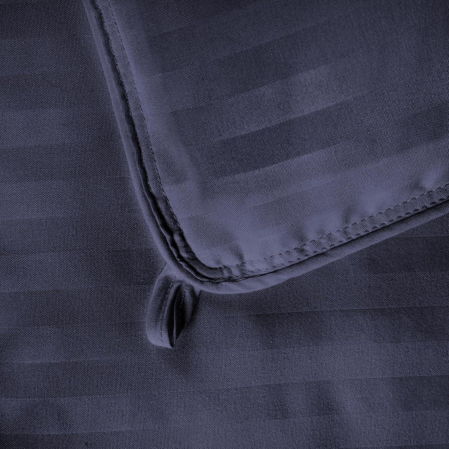 Superior Striped Reversible Box-Quilt Brushed Microfiber Medium Weight Down Alternative Comforter