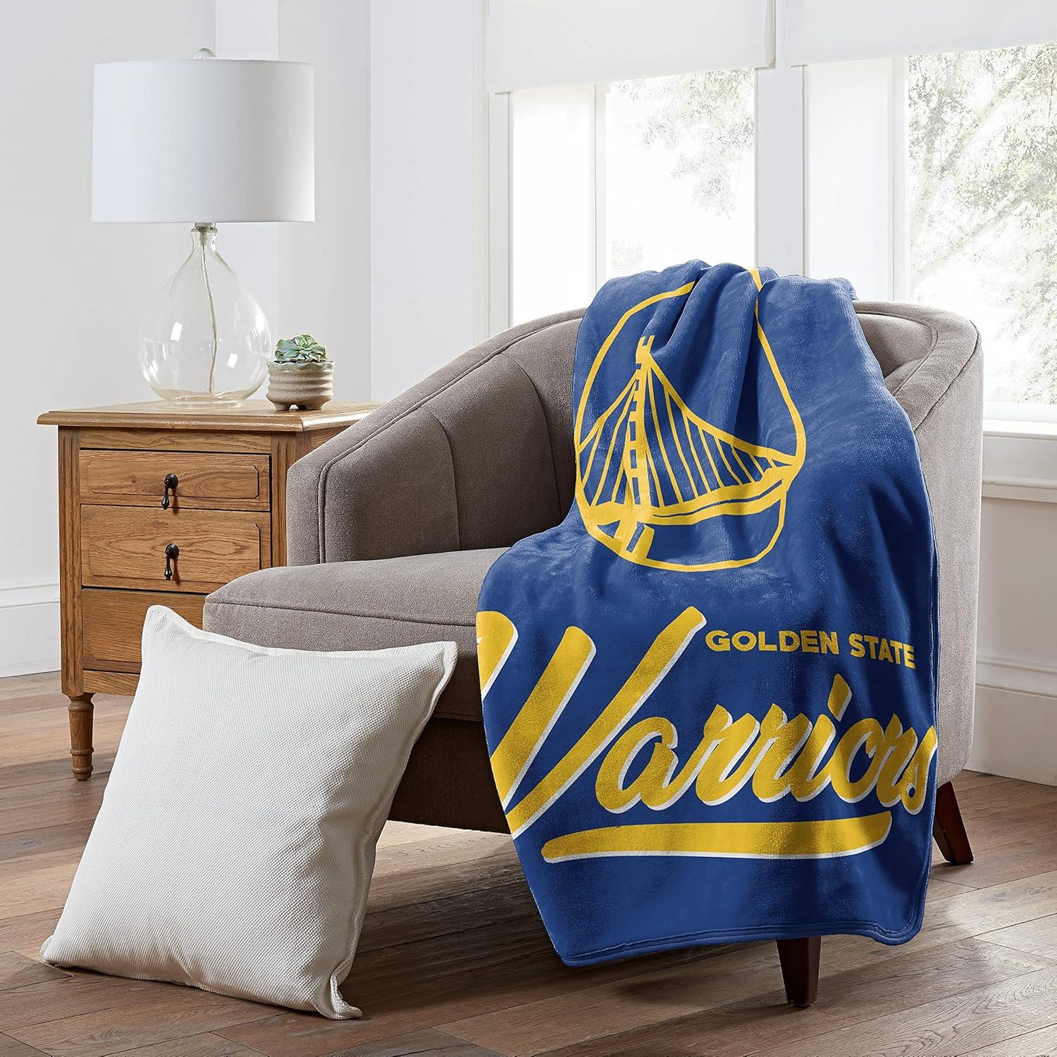 Golden State Warriors Blue and Gold Polyester Throw Blanket