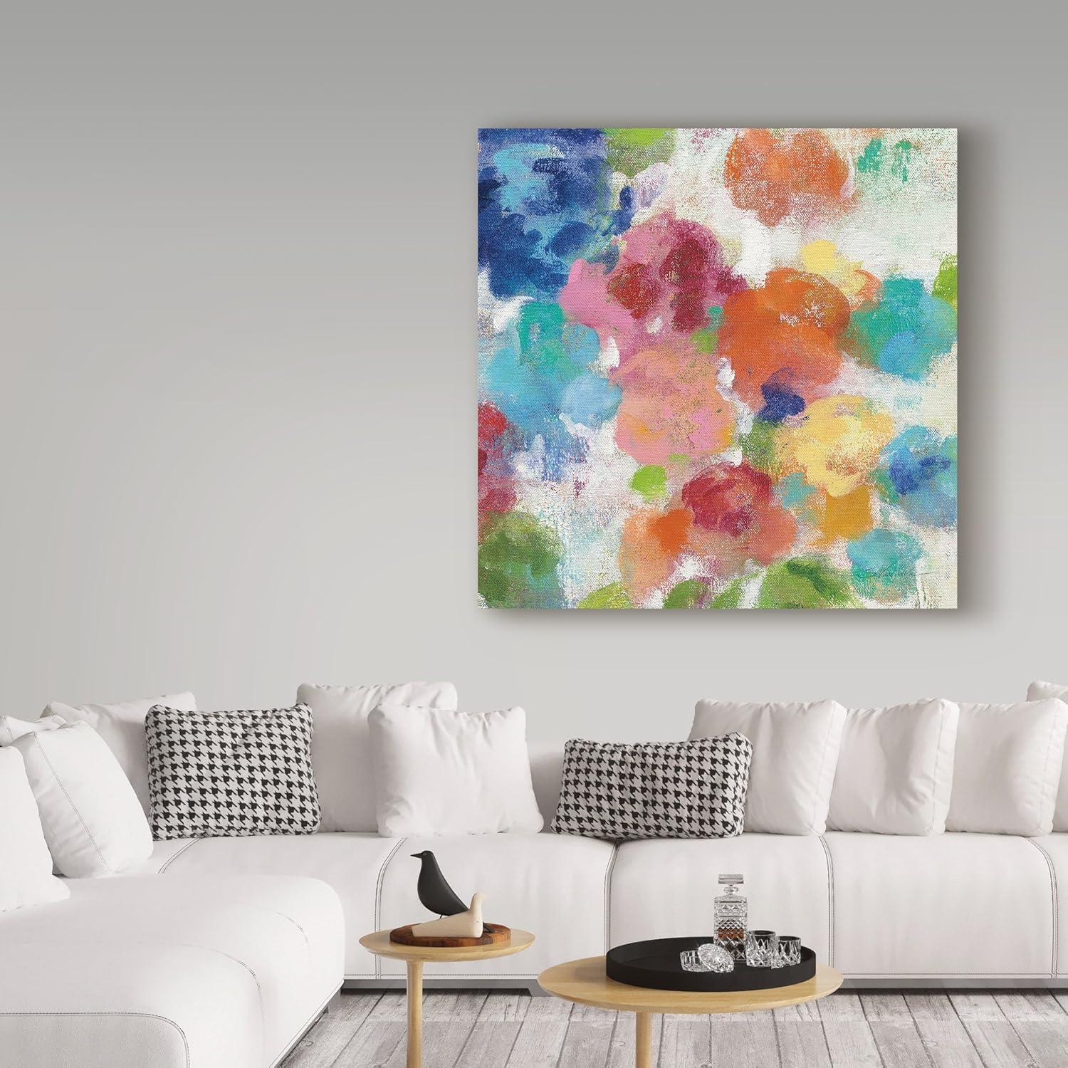 Vibrant Multicolor Floral Canvas Print, 24" x 24"