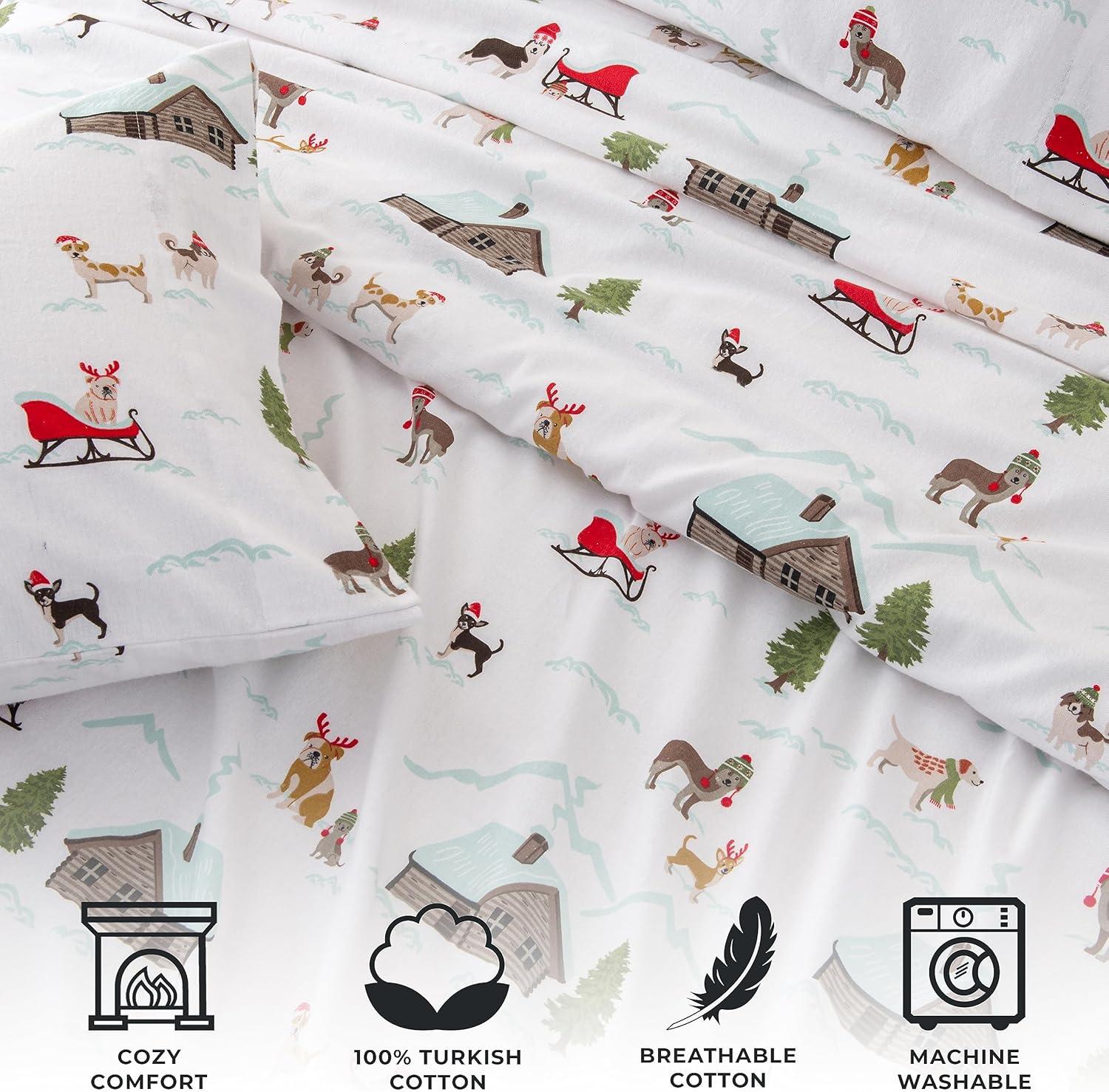 100% Cotton Holiday Flannel Sheet Set - Great Bay Home