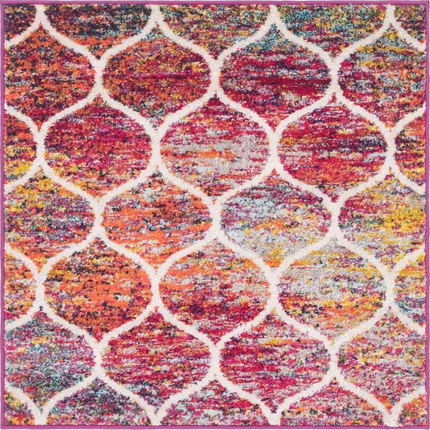 Unique Loom 3' 0 x 3' 0 Trellis Frieze Rounded Multi Area Rug