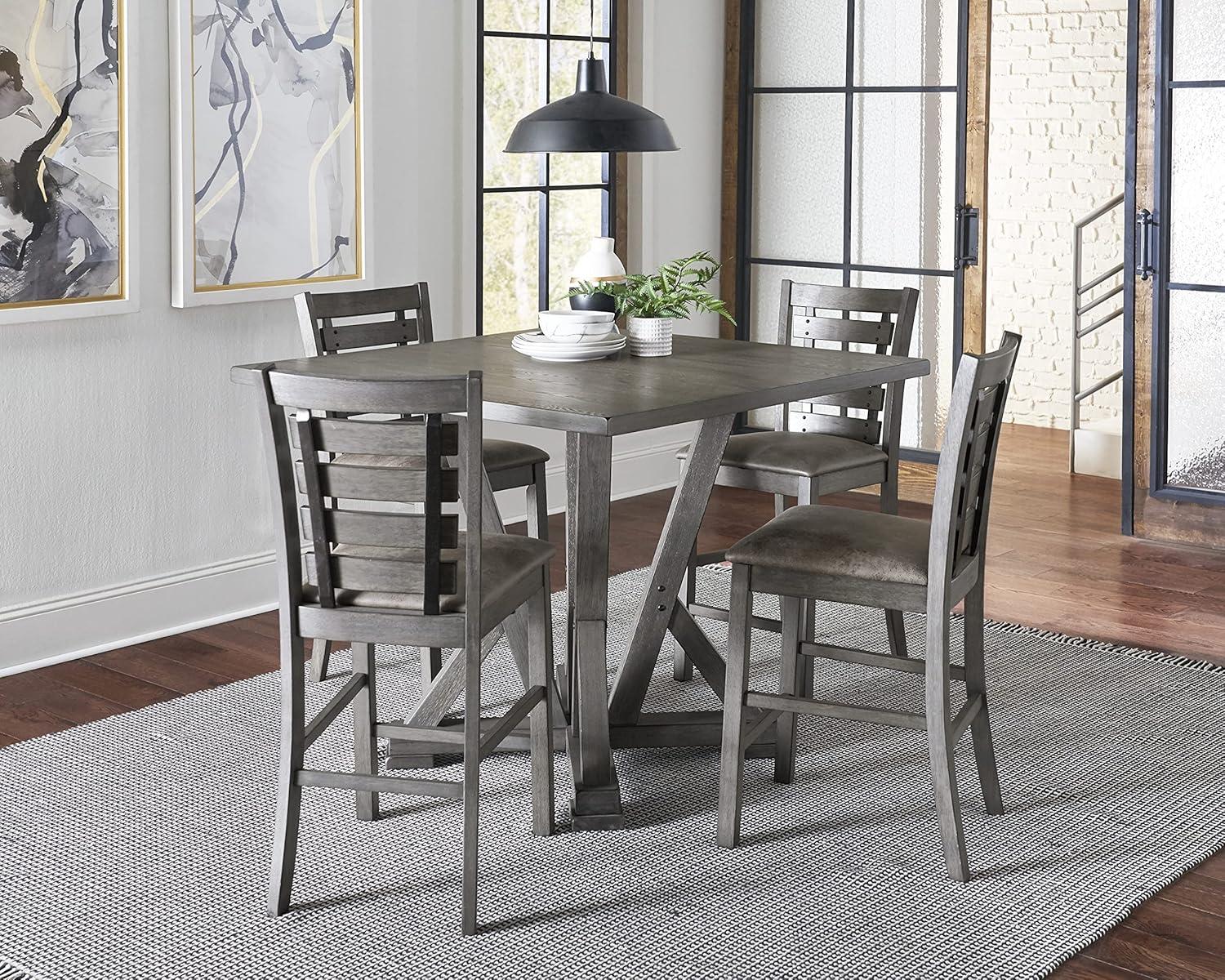 Harbor Gray Transitional Square Wood Counter Height Table