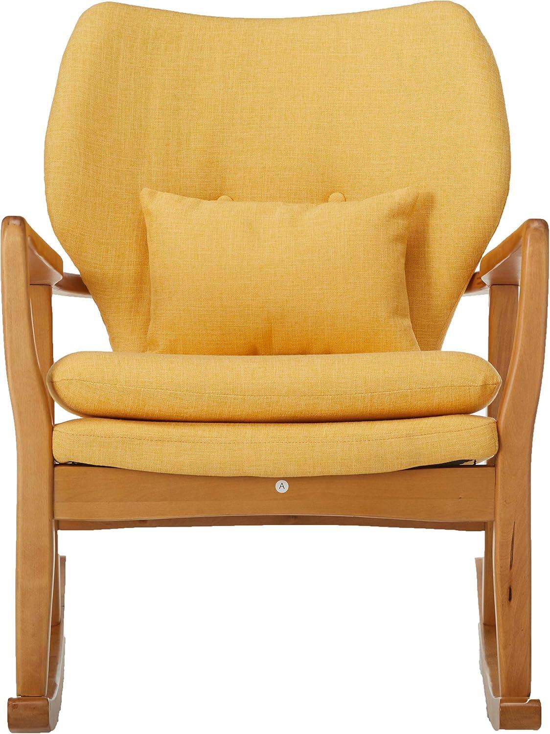Christopher Knight Home Benny Mid Century Modern Fabric Rocking Chair Muted Yellow: Upholstered Indoor Rocker, Plywood Frame