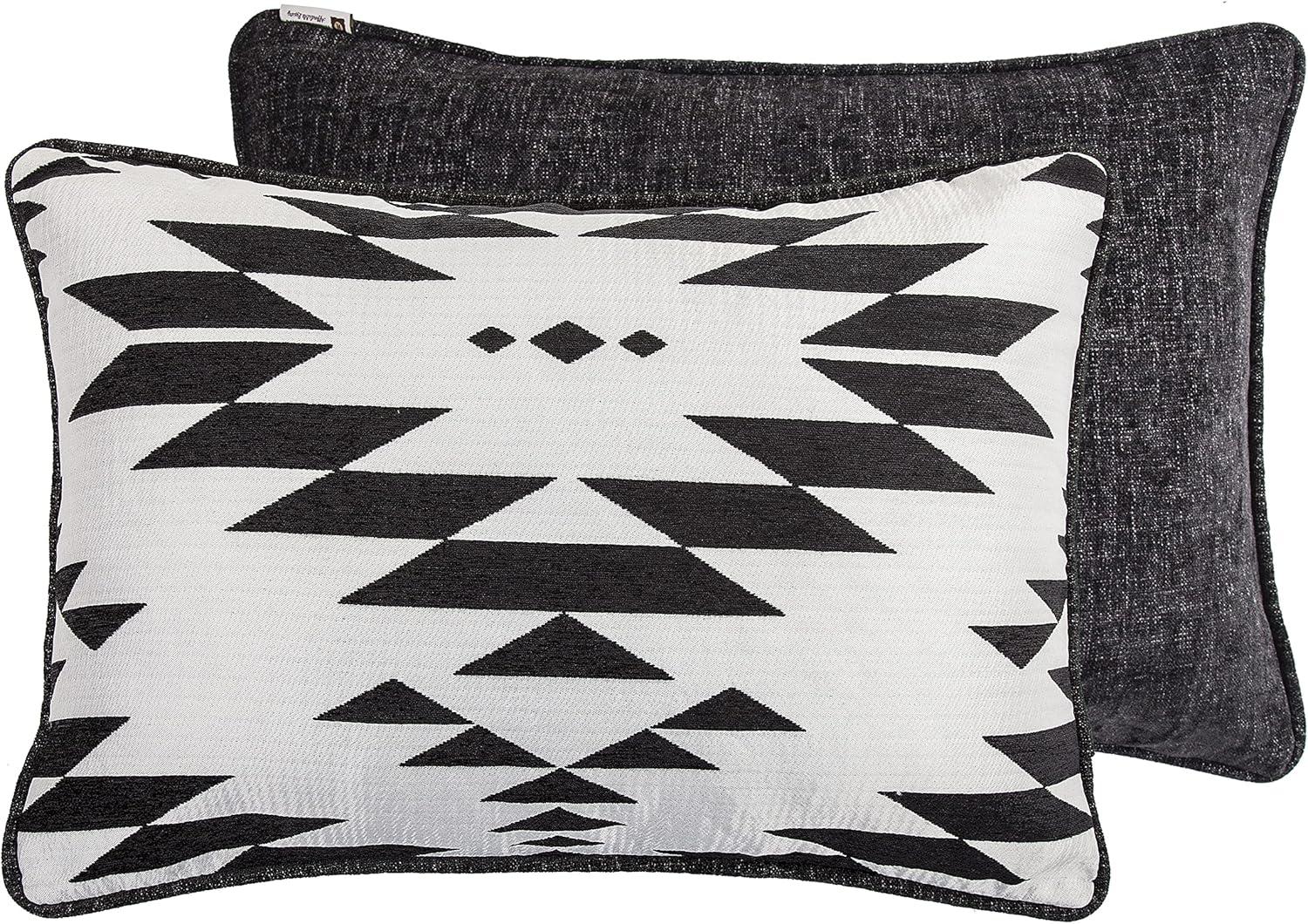 Amelia Off-White Black Aztec Print Jacquard Southwestern Rustic 3 Piece Comforter Set