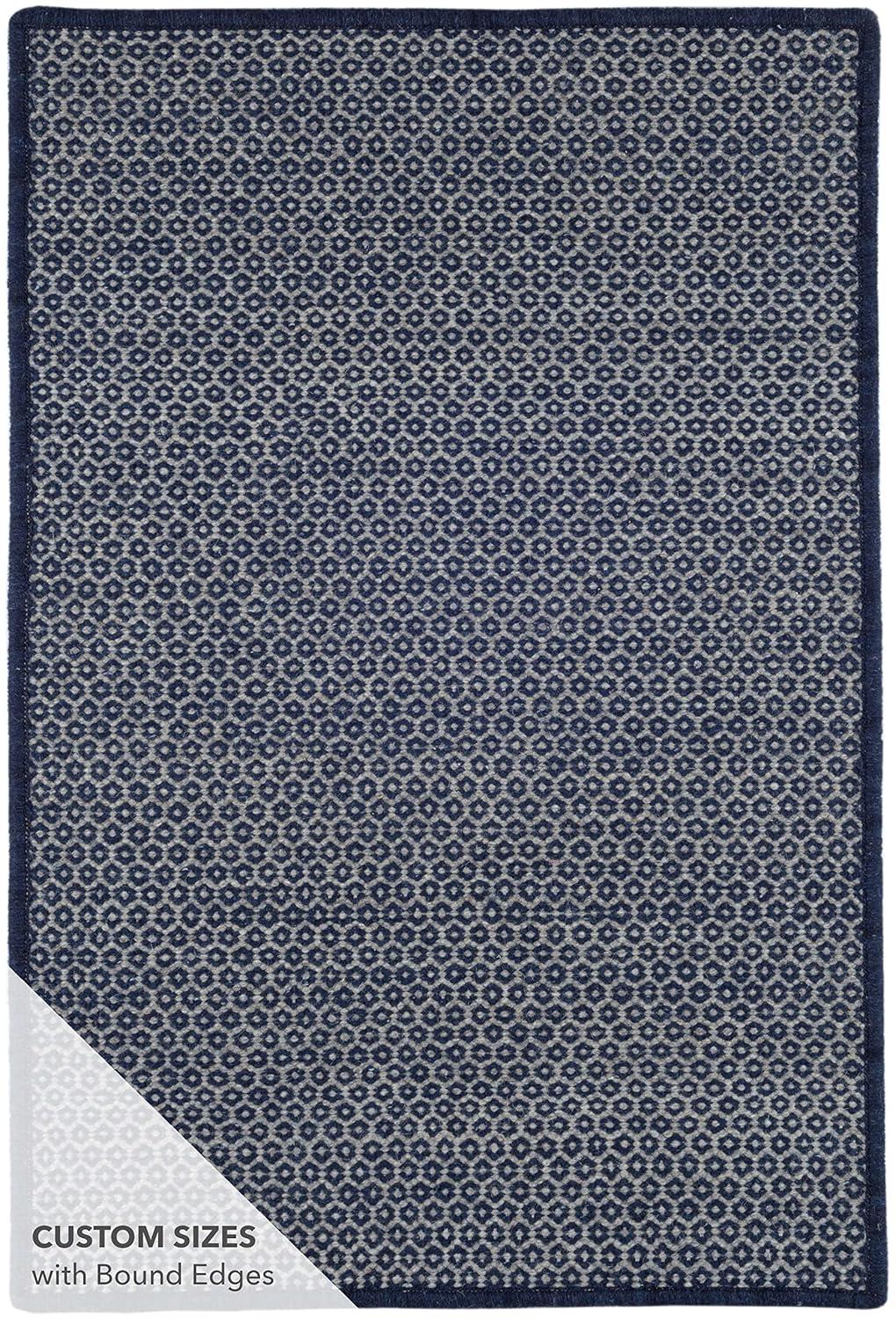 Honeycomb French Blue/Ivory Handwoven Wool Rug