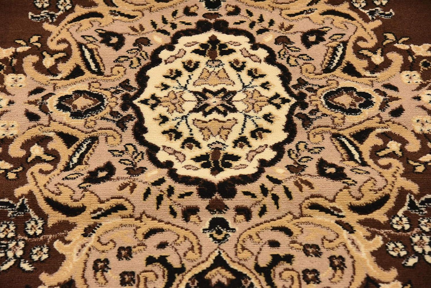 Handmade Brown Medallion 9' x 12' Easy-Care Synthetic Area Rug