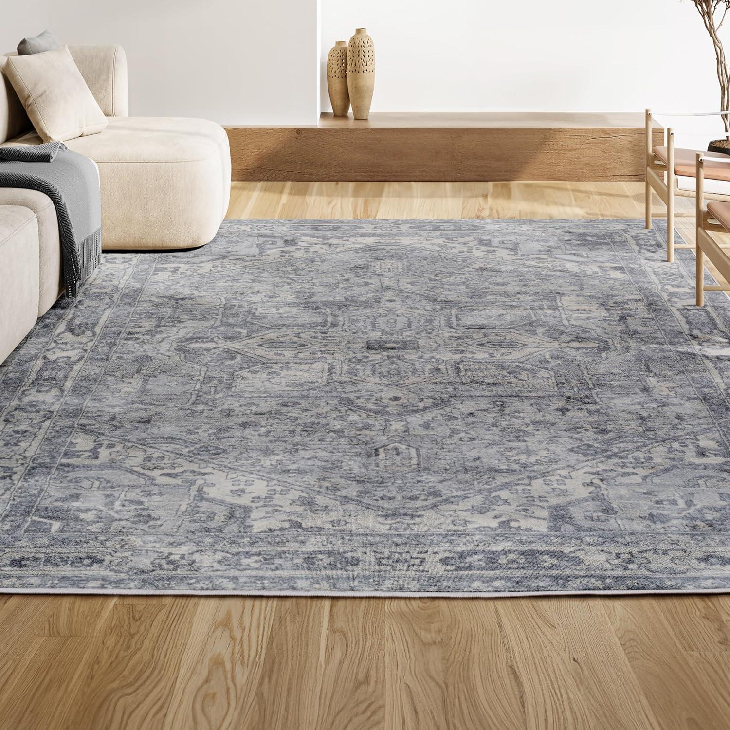 3' X 5' Modern Persian Vintage Medallion Area Rug, Light Gray/Ivory - JONATHAN Y