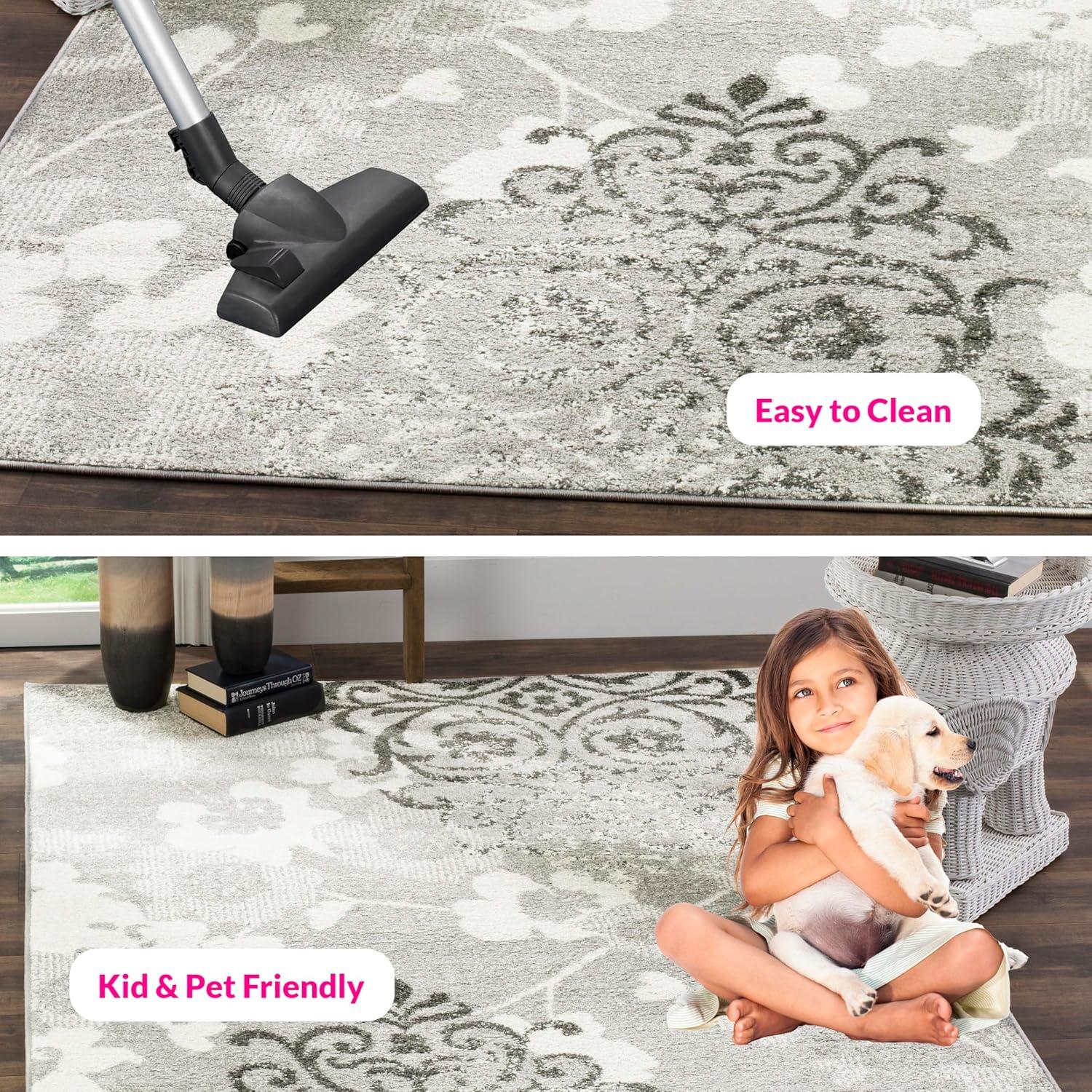 Adirondack ADR114 Machine Made Indoor Area Rug - Ivory/Dark Green - 9'x12' - Safavieh
