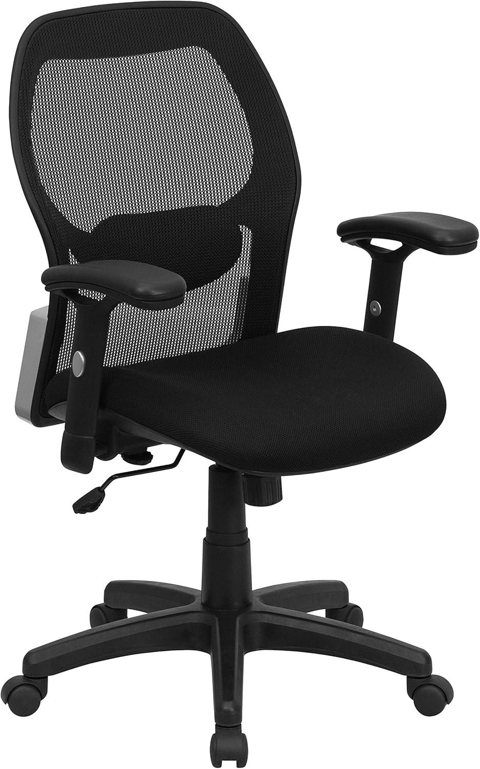 Mid-Back Black Super Mesh Executive Swivel Office Chair with Mesh Padded Seat - Belnick