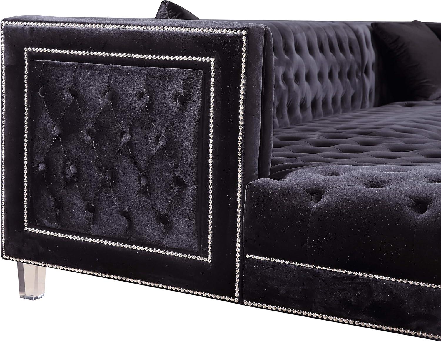 Maykoosh Global Glam Black Velvet 3pc. Sectional