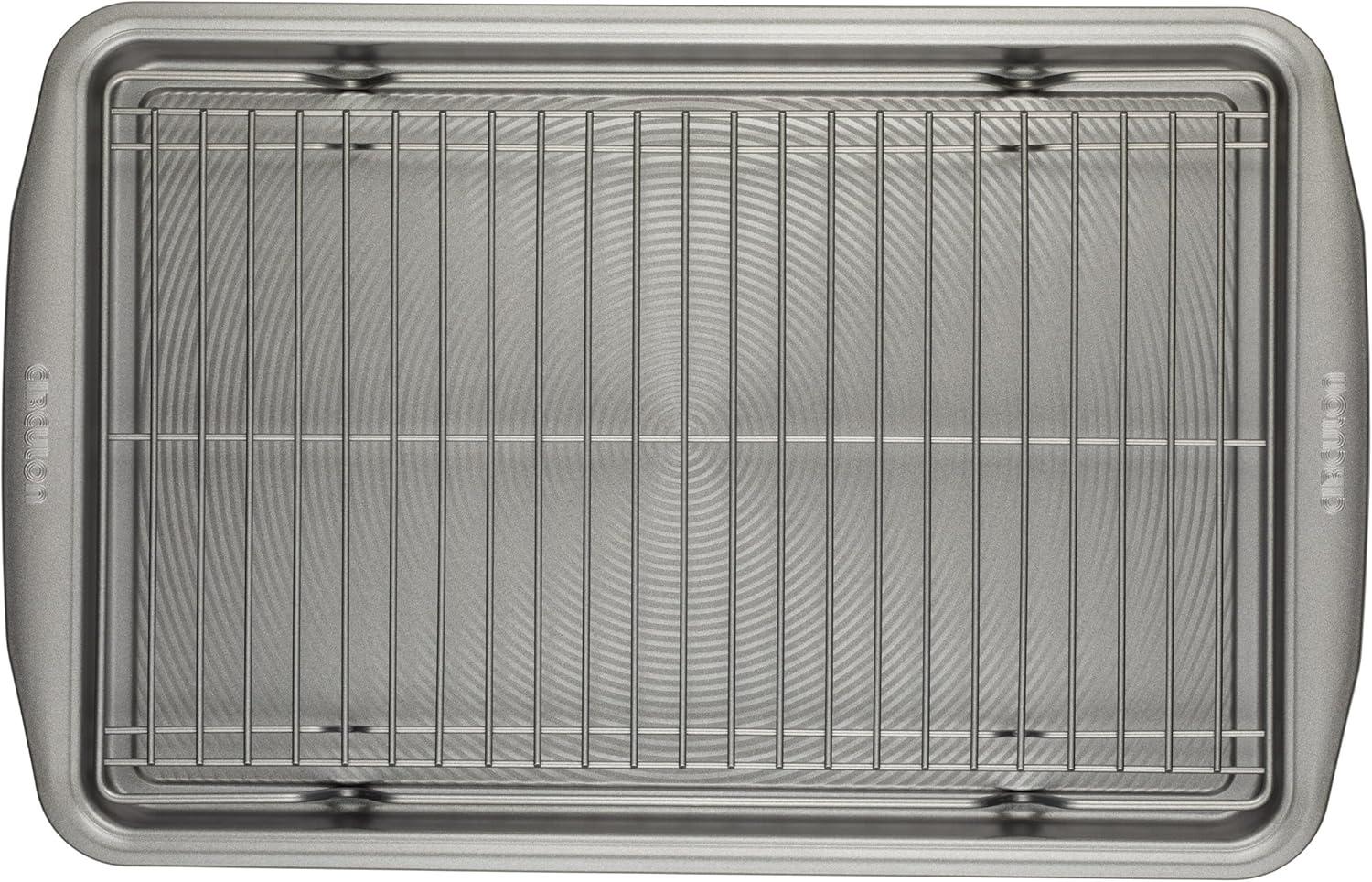 Silver Aluminum Non-Stick Baking Sheet Pan with Rack