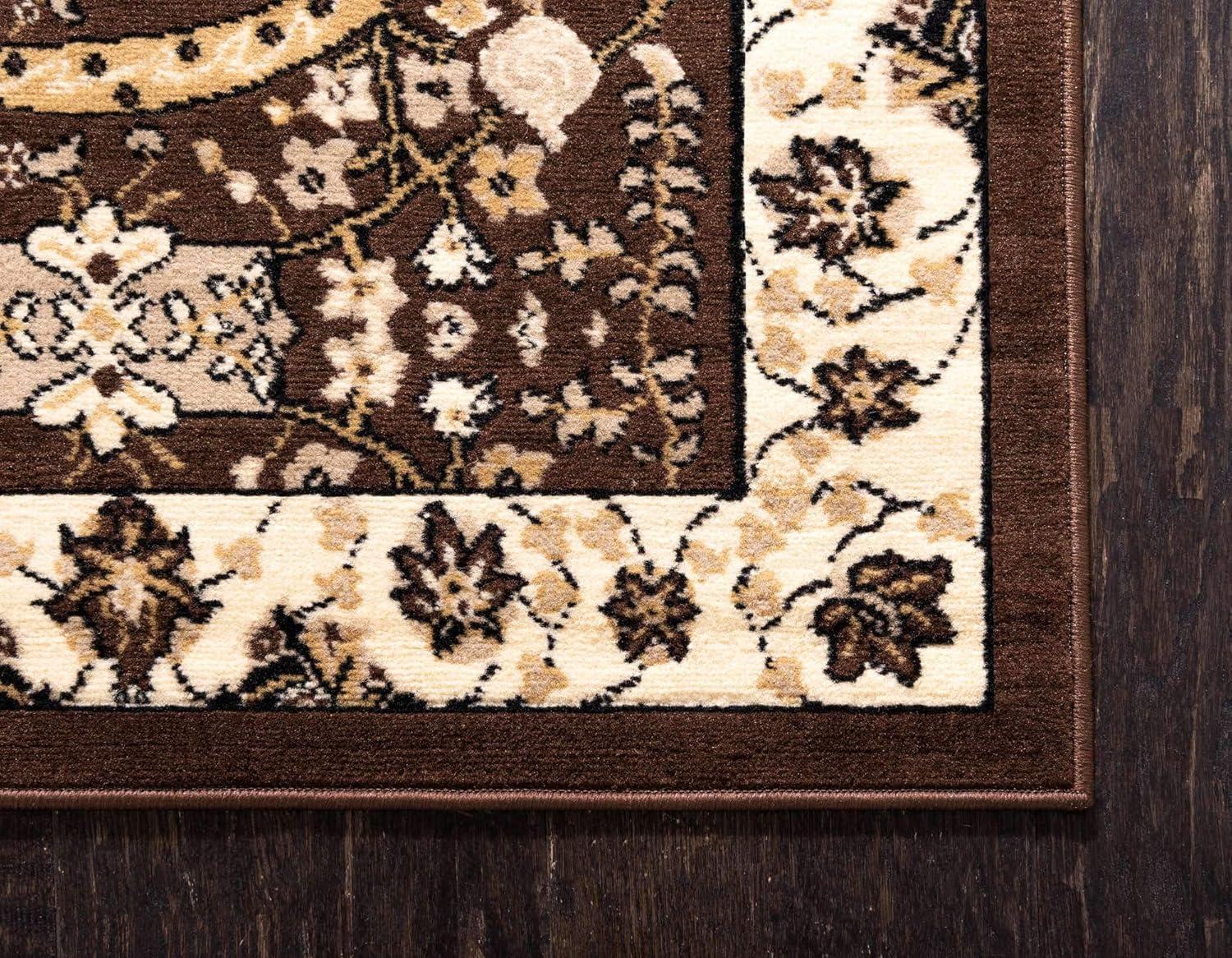 Unique Loom Cape Cod Espahan Rug Brown/Beige 5' 1" x 8' Rectangle Floral Traditional Perfect For Living Room Bed Room Dining Room Office