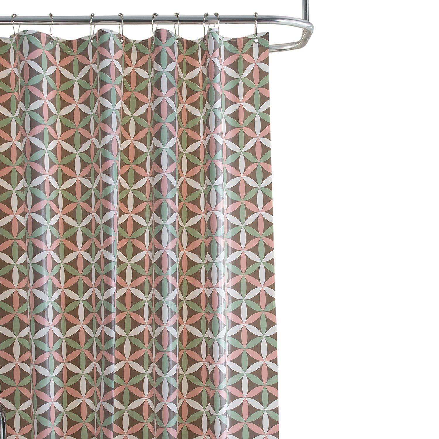 Bath Bliss Jayleen Vinyl Geometric Shower Curtain