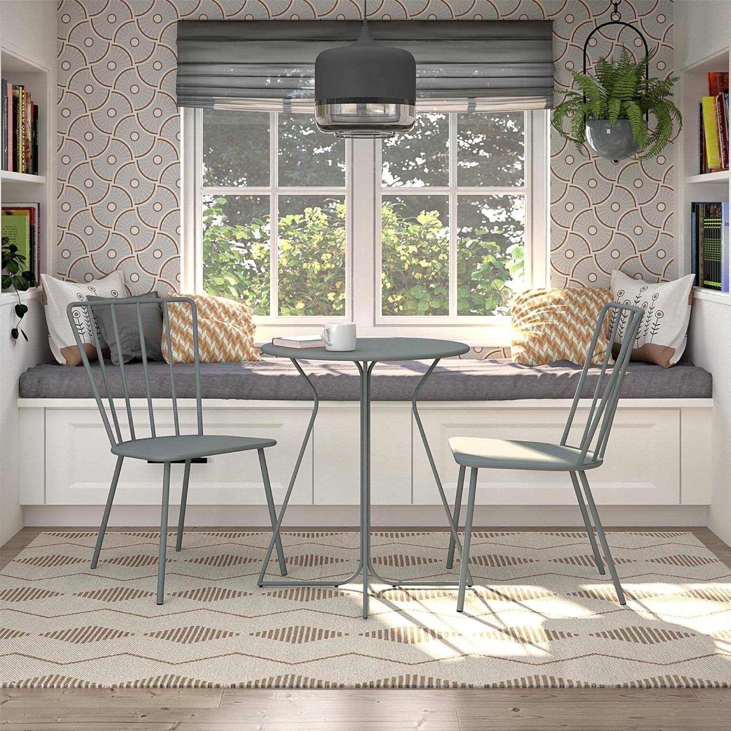 Heidi Gray 3-Piece Round Steel Bistro Set