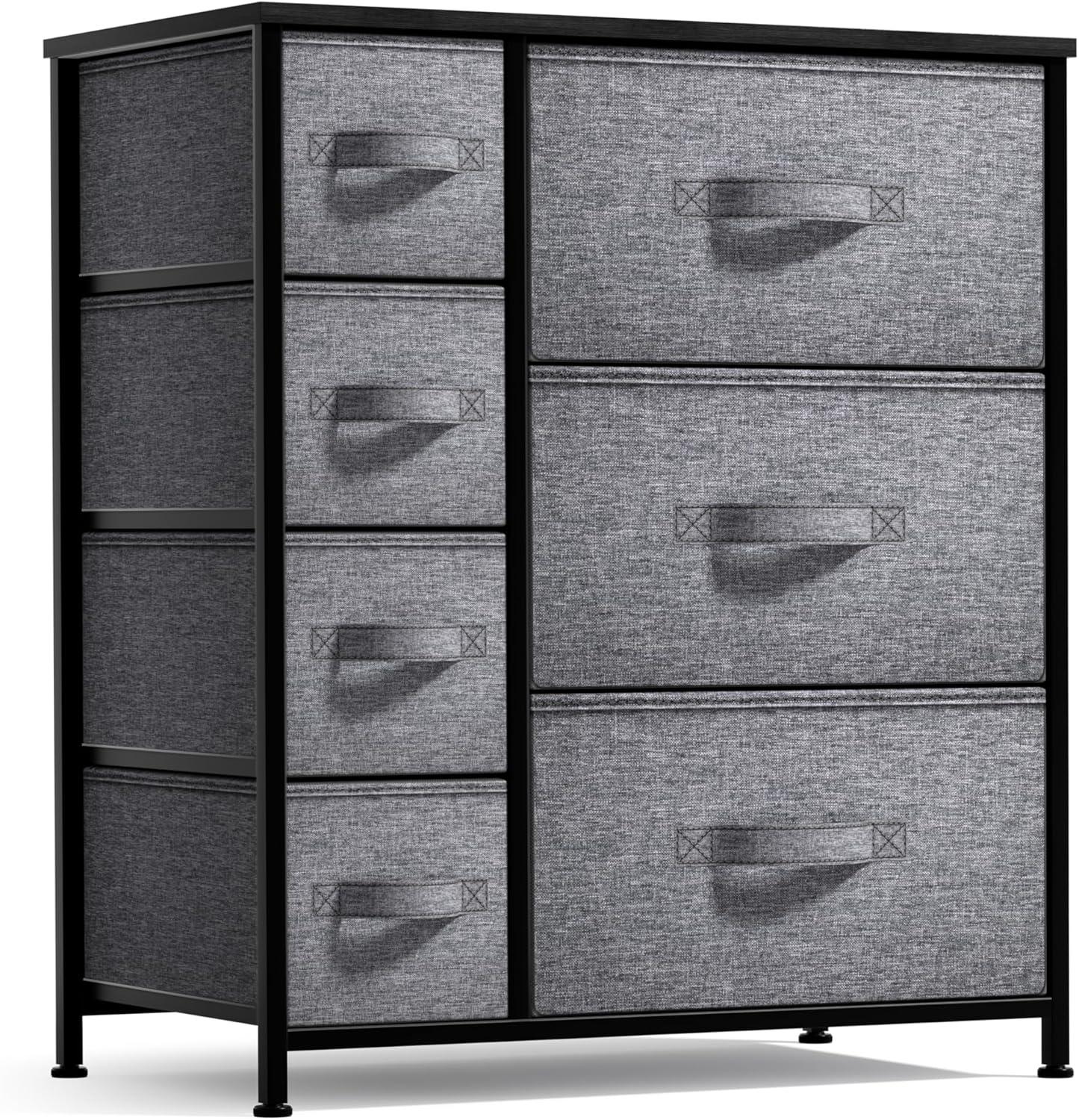Sorbus Dresser with 7 Drawers - Chest Organizer Tower Unit with Steel Frame, Wood Top, Easy Pull Fabric Bins - Storage Furniture for Bedroom, Hallway, Closet & Office Organization