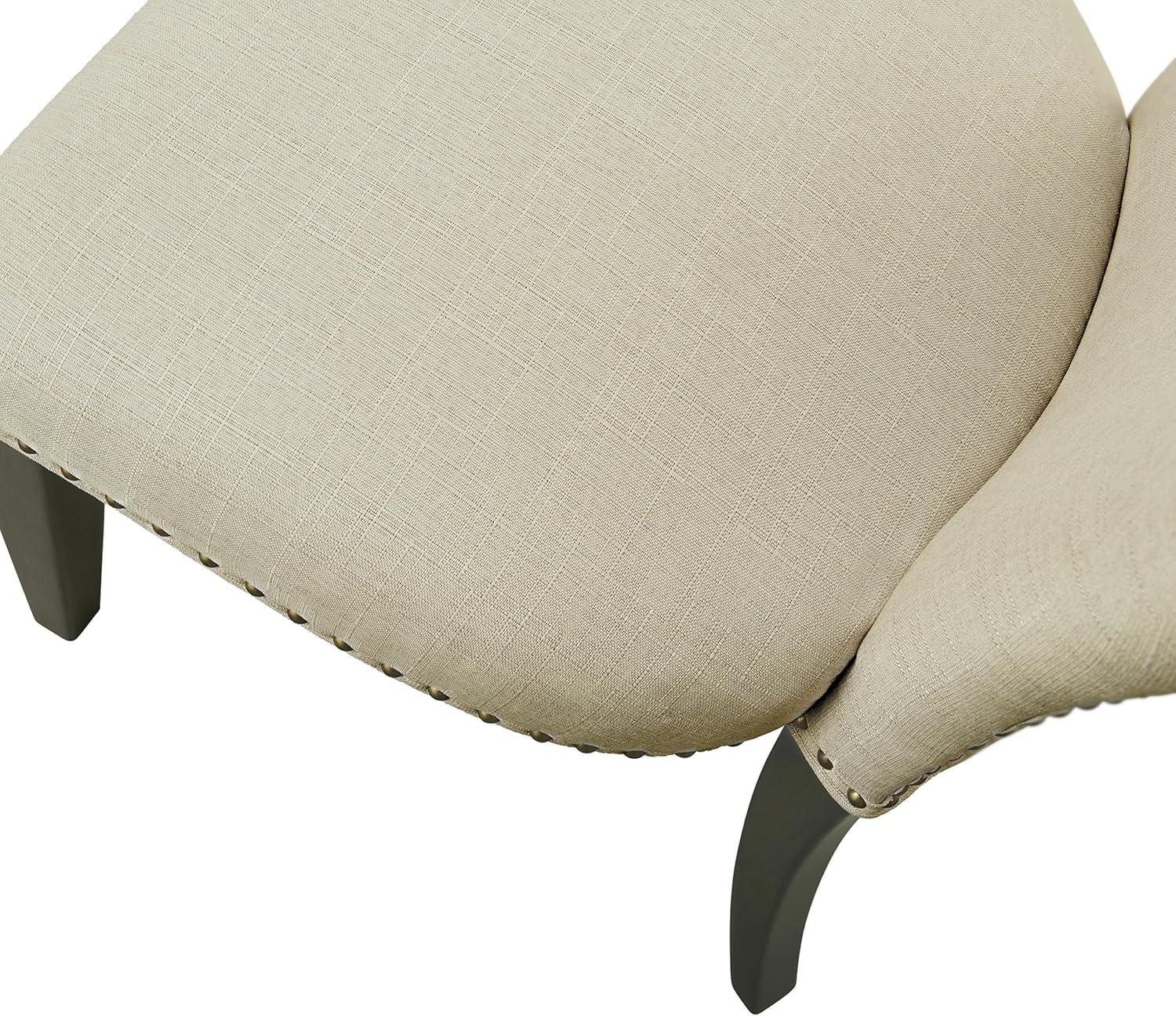 Set of 2 Savoy Upholstered Dining Armless Chairs Cream - Alaterre Furniture: Faux Leather, Nailhead Detail, Rubberwood Frame