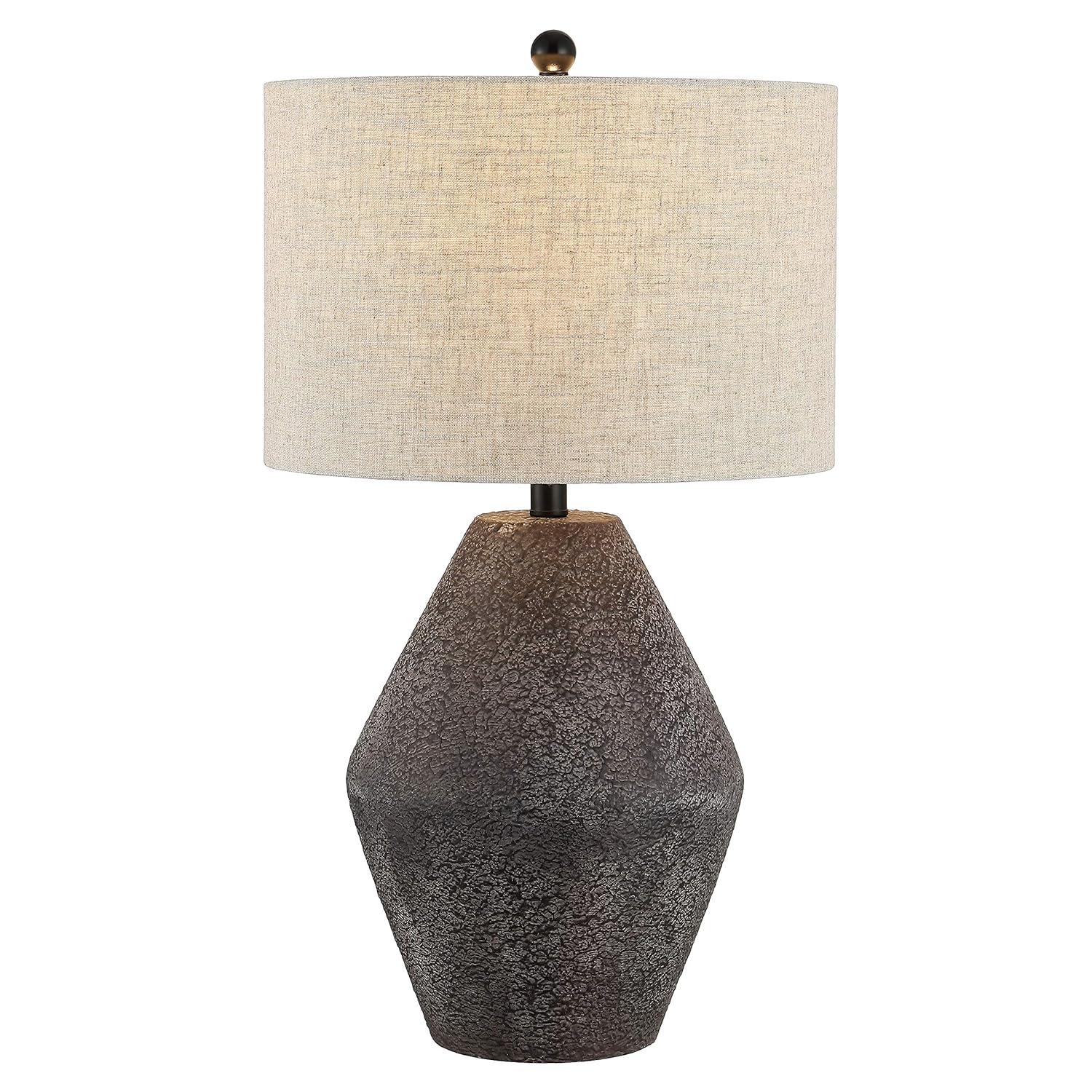 Ersta Angled Gourd Silhouette Table Lamp in Earthy Brown with Oatmeal Shade
