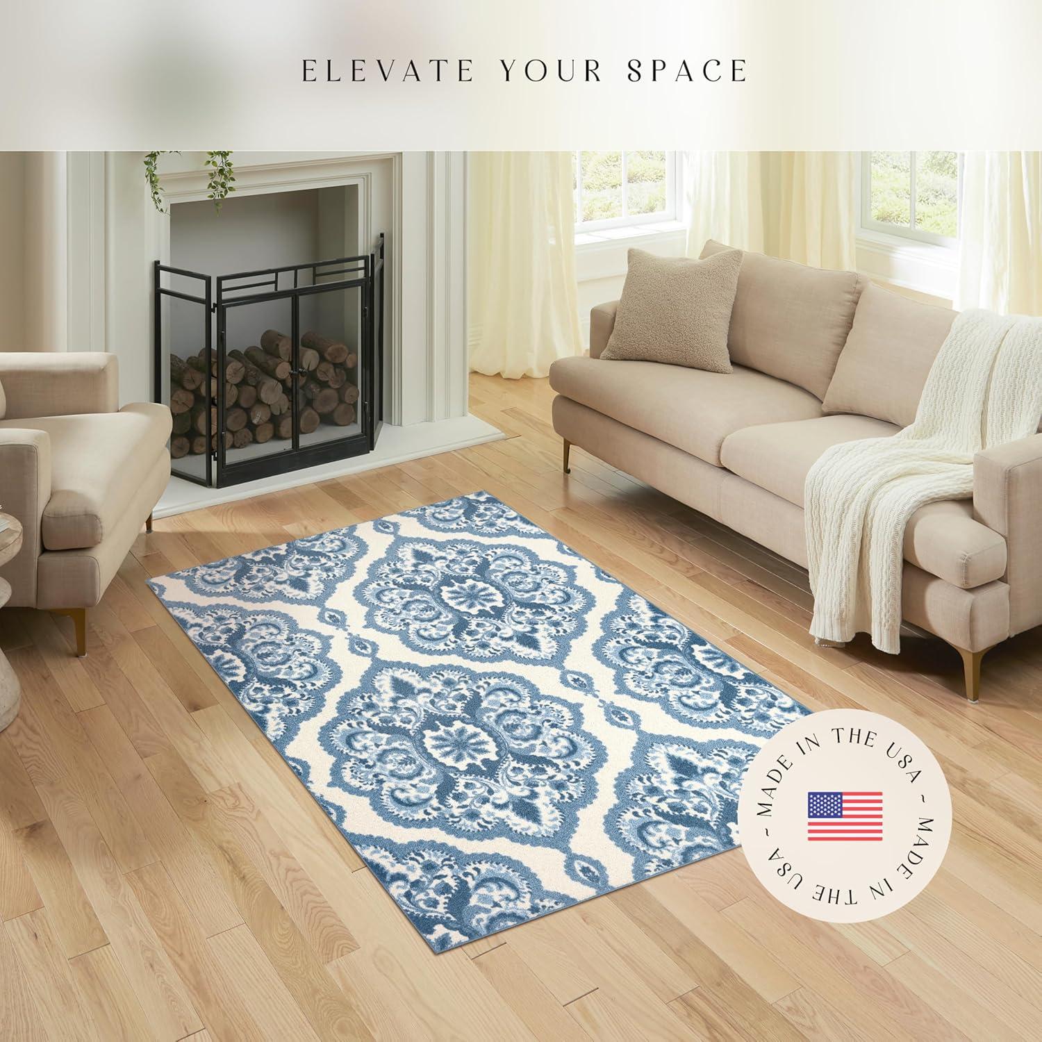 Hertel Floral Blue Area Rug