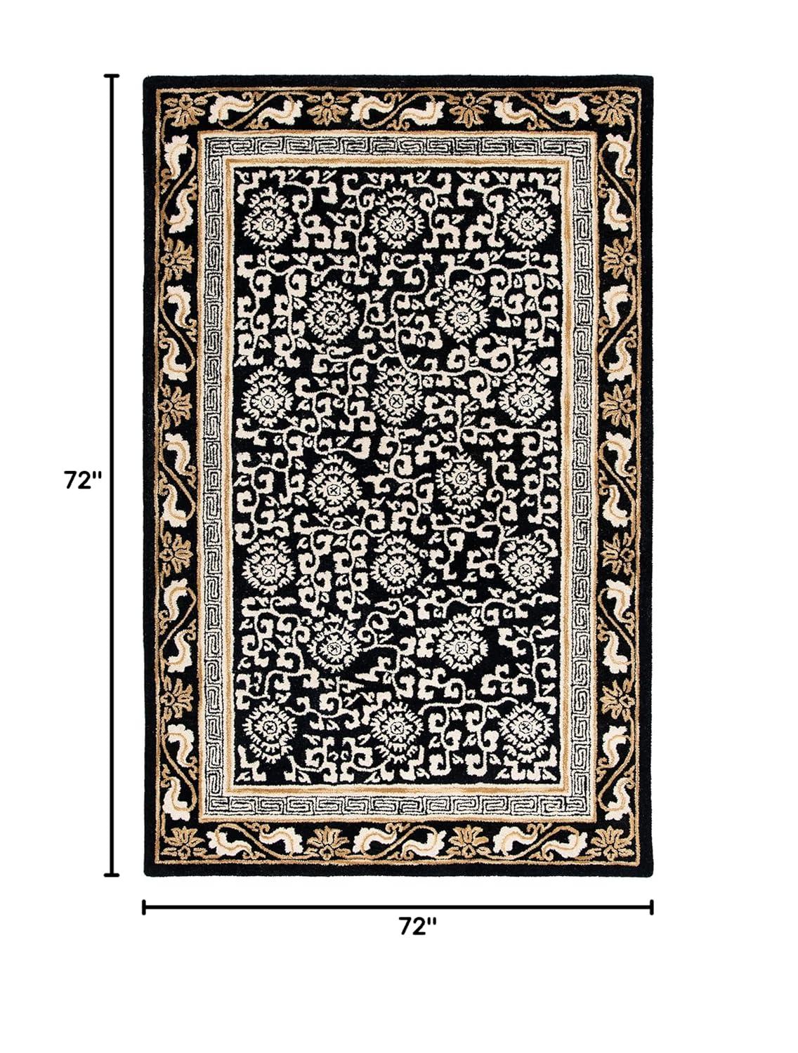 Antiquity AT860 Hand Tufted Indoor Area Rug - Black/Ivory - 6'x6' - Safavieh