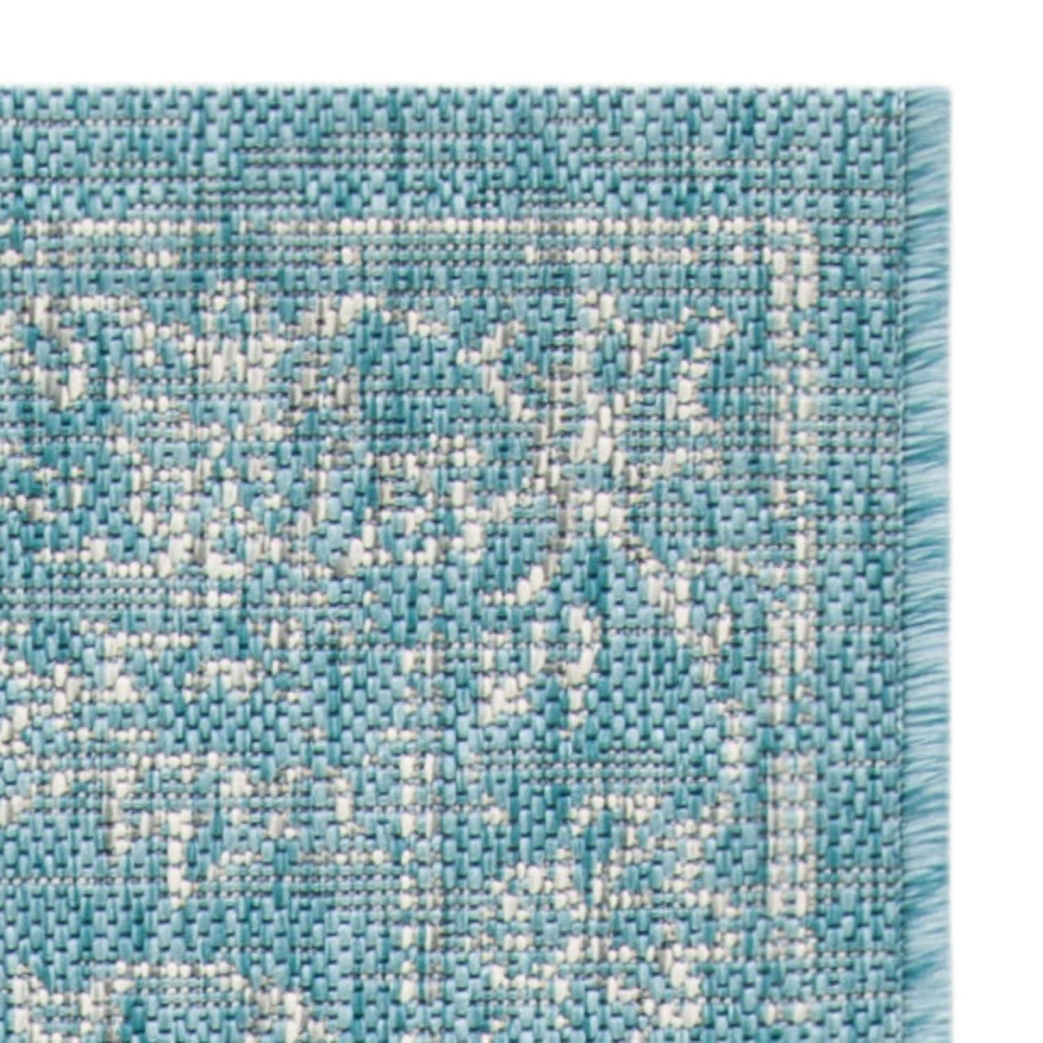 Courtyard CY8680 Power Loomed Indoor and Outdoor Area Rug - Aqua/Grey - 8'x11' - Safavieh
