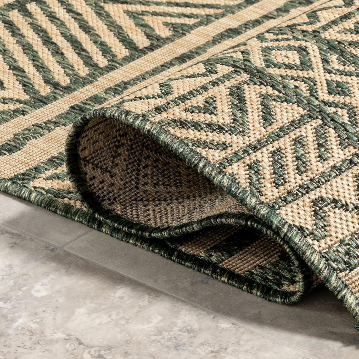 6'7"x9' Abbey Geometric Striped Indoor and Outdoor Area Rug Beige - nuLOOM: Low Pile, Machine Made, Polypropylene