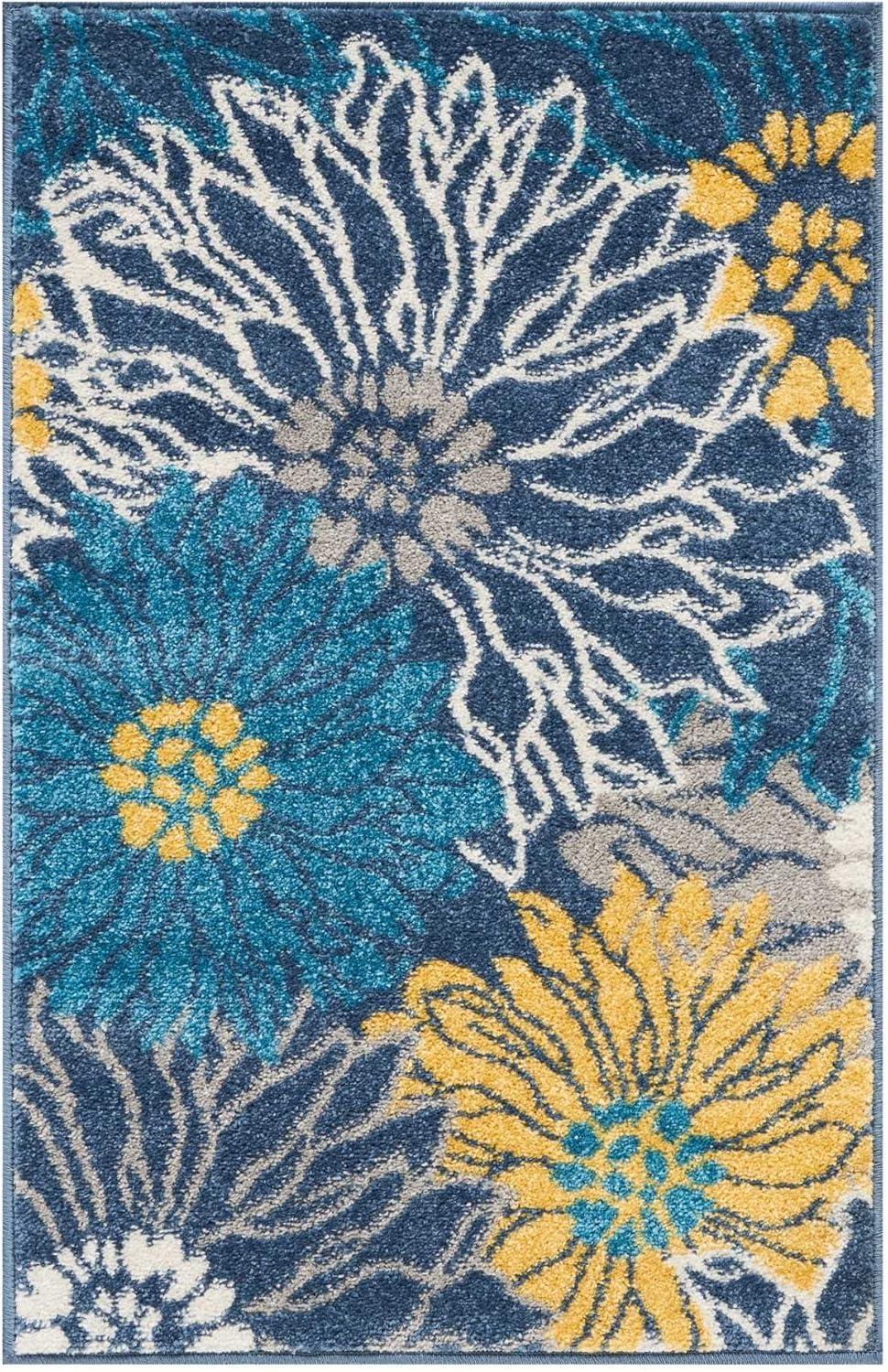 Nourison Passion Bohemian Transitional Floral Indoor Area Rug Blue 1'10" x 2'10"