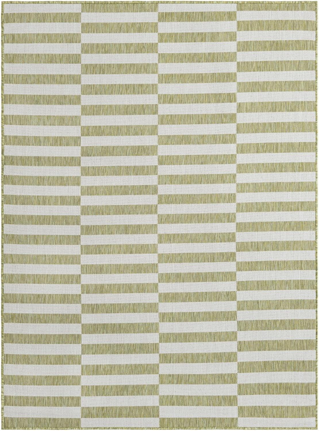 Unique Loom 8' 0 x 11' 4 Rectangle Indoor/Outdoor Striped Green Area Rug